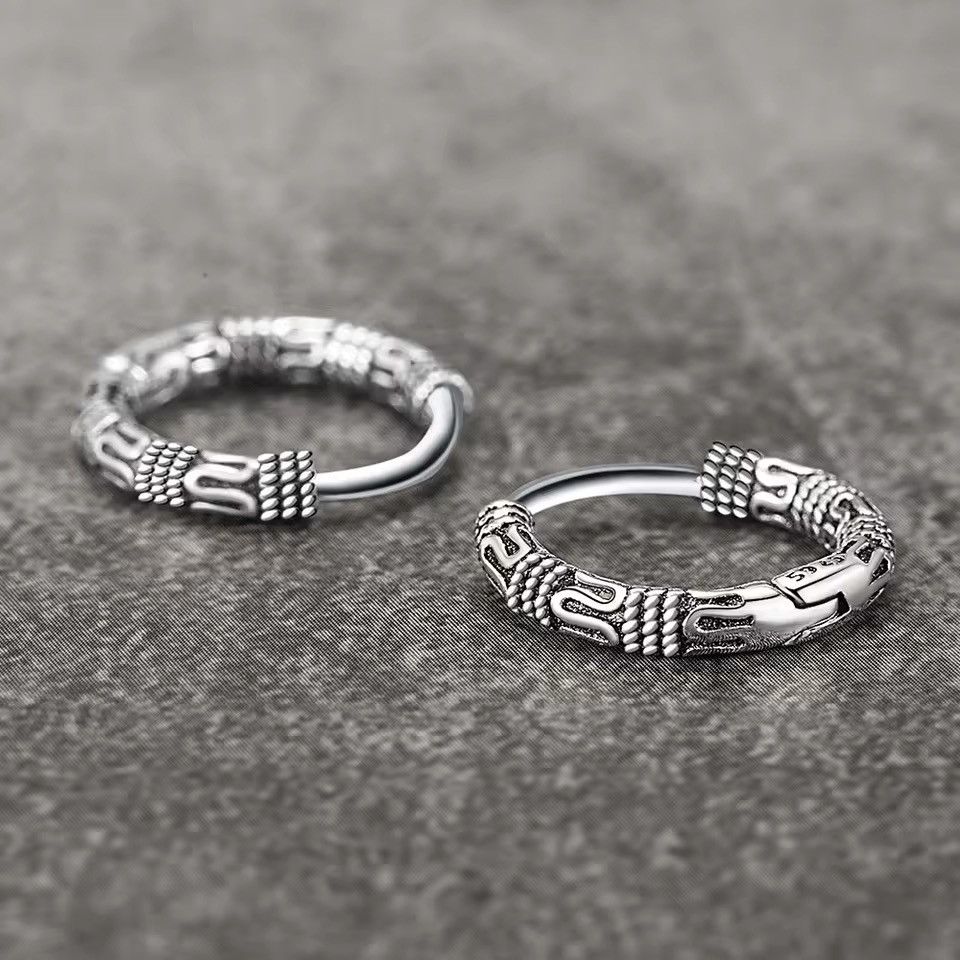 Jewelry × Vintage Retro pattern hoop earring Size ONE SIZE - 3 Thumbnail