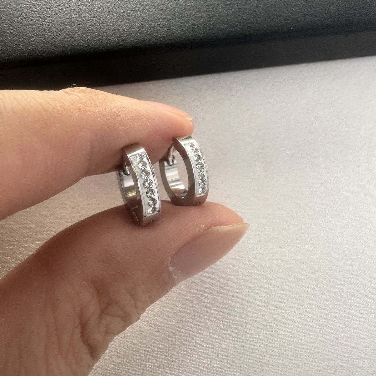 Other CZ Small Silver Hoop Earrings for Men Women Unisex Style Size ONE SIZE - 4 Thumbnail