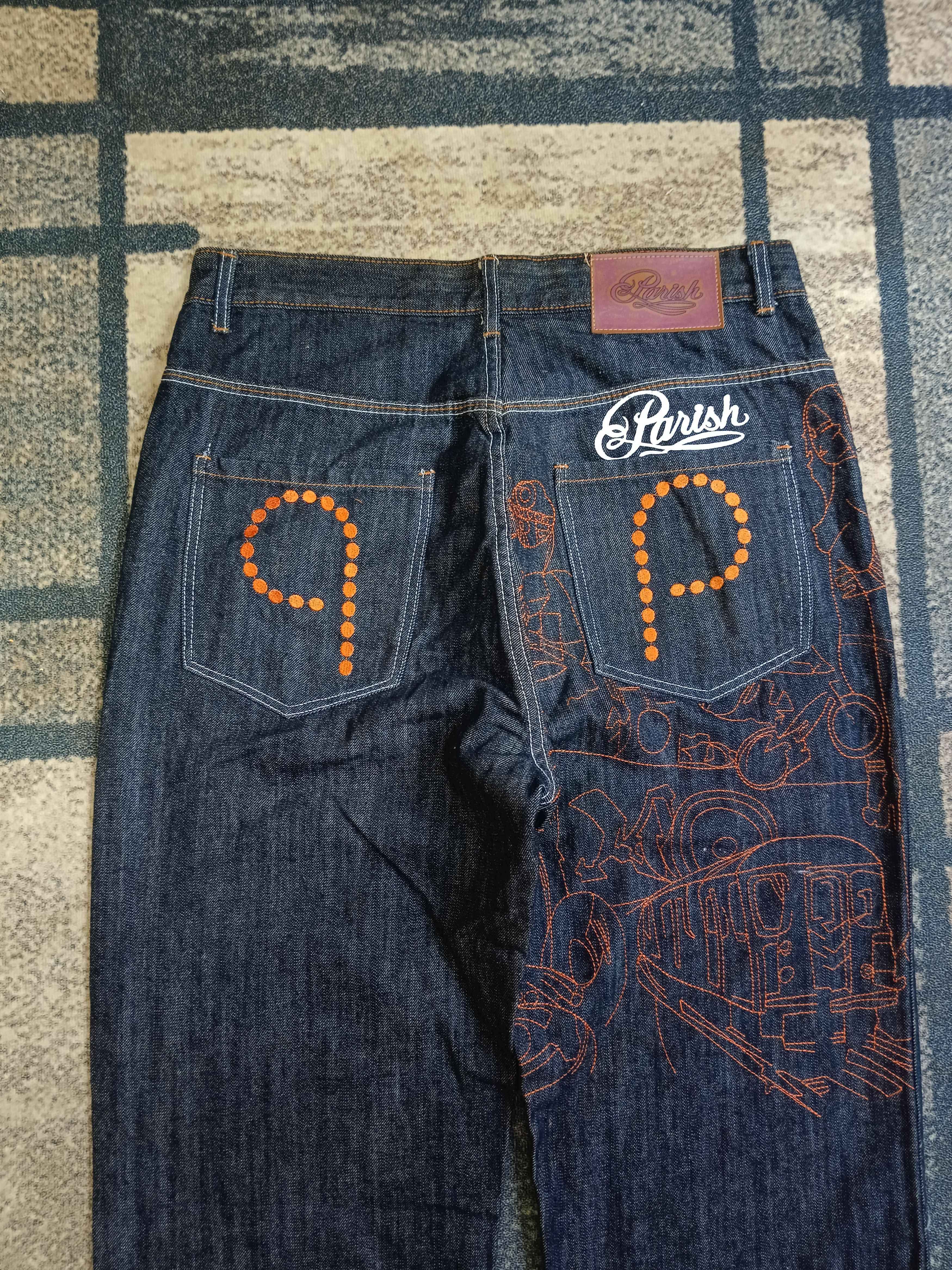 Japanese Brand TRENDING WIDE PANTS🔥 PANISH STITCH ABSTRACT DENIM Size US 34 / EU 50 - 5 Thumbnail