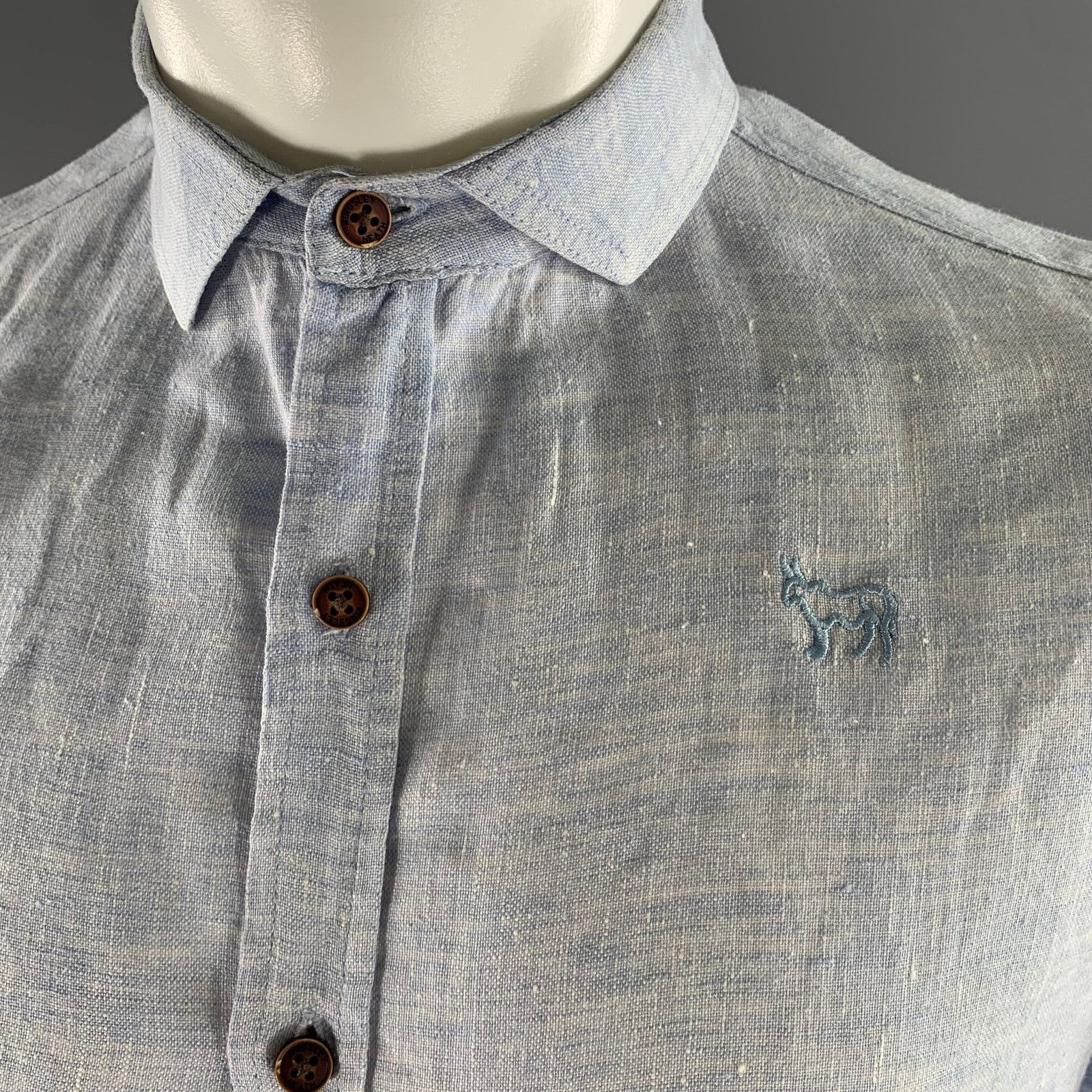 Other KINGSLEY M Blue Heather Linen Short Sleeve Shirt Size US M / EU 48-50 / 2 - 2 Thumbnail