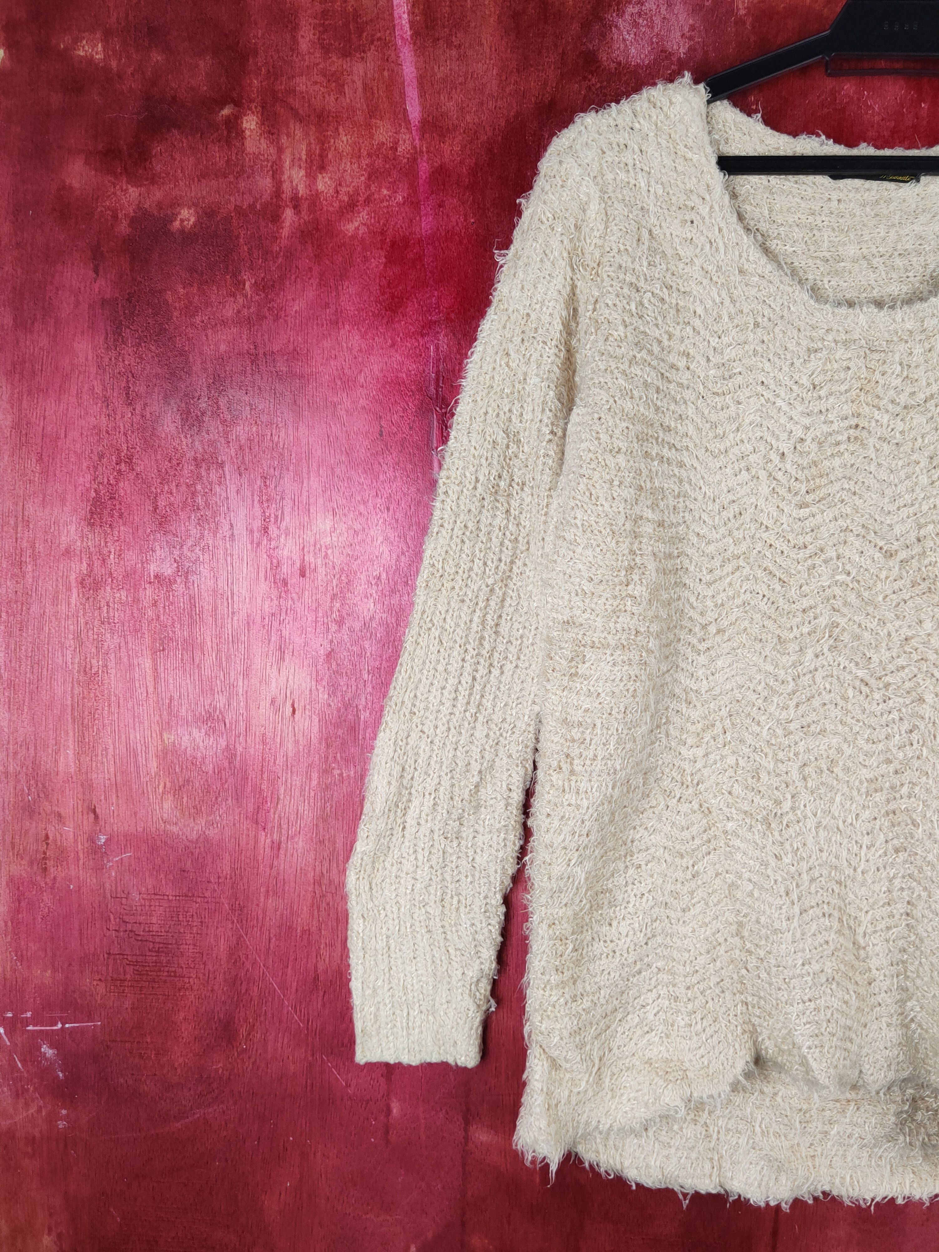 Homespun Knitwear Moderate Light Brown Shag Shaggy Fur Mohair Knitwear #S2163 Size M / US 6-8 / IT 42-44 - 3 Thumbnail