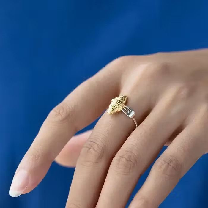 Jewelry Abstract Fork Croissant Shape Adjustable Ring Size ONE SIZE - 3 Thumbnail