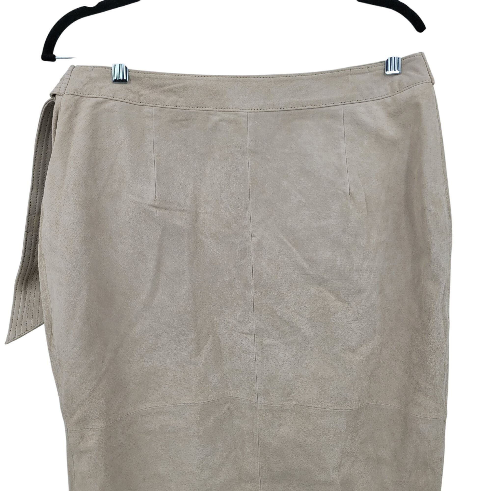 Asos ASOS Suede Leather Tie Wrap Midi Skirt US 10 UK 14 EU42 Ecru Size 32" / US 10 / IT 46 - 8 Thumbnail