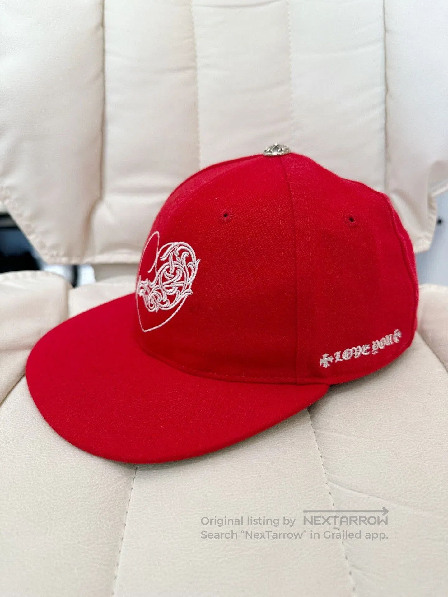 Chrome Hearts chrome hearts red heart embroidery baseball cap. Size ONE SIZE - 3 Thumbnail