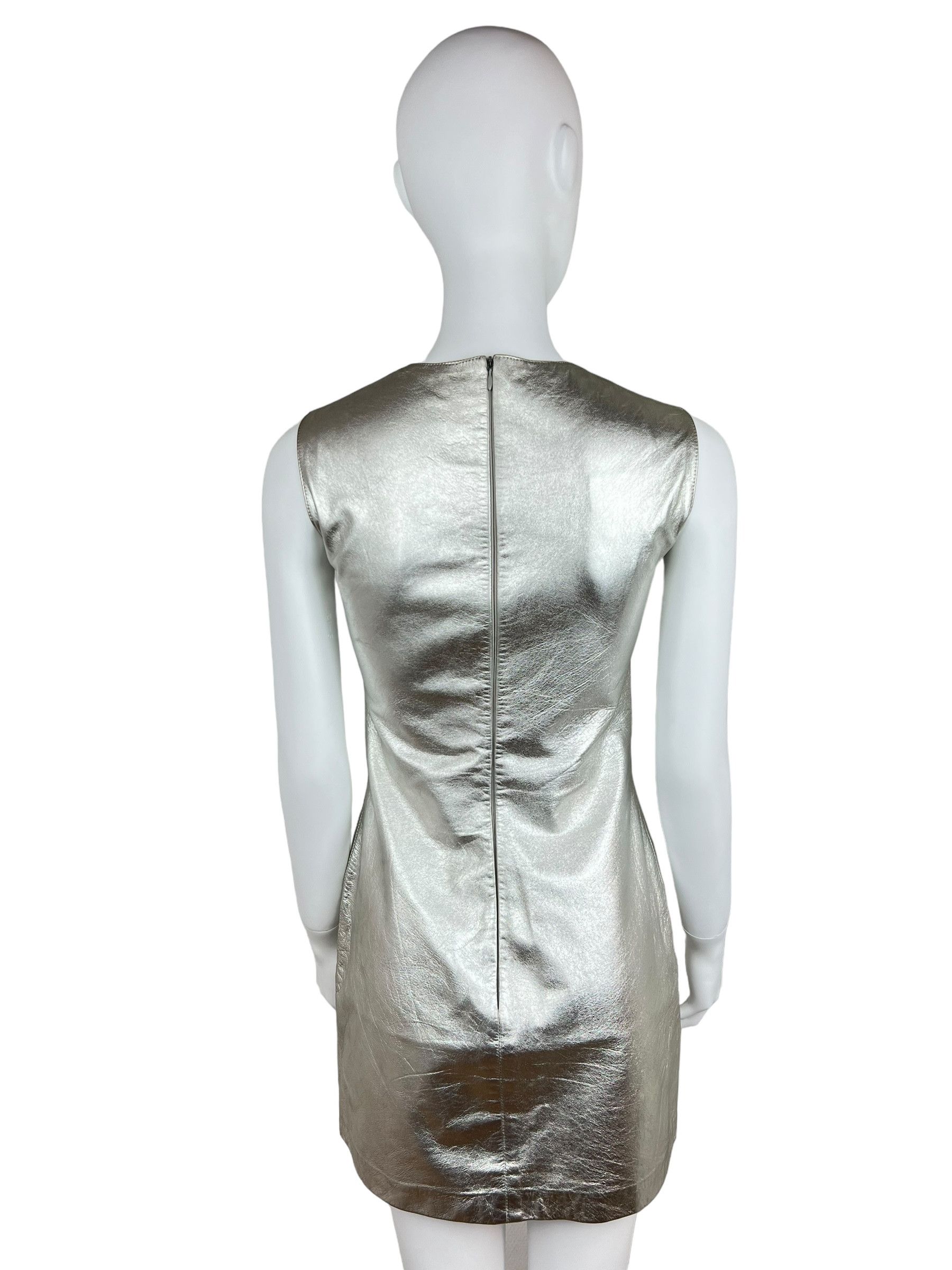 Paco Rabanne Paco Rabanne 1966 Metallic Leather Mini Dress. Size M / US 6-8 / IT 42-44 - 3 Thumbnail