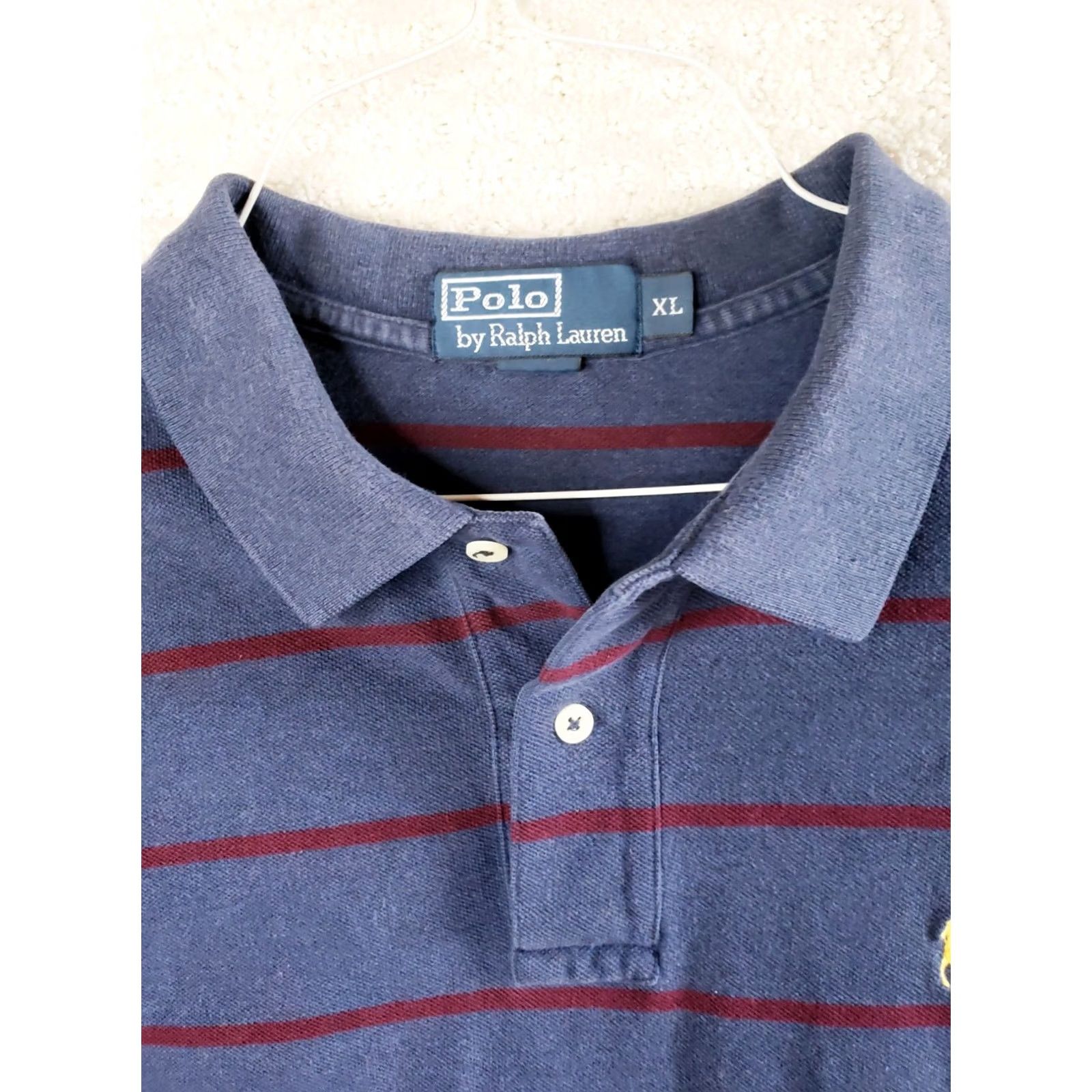 Ralph Lauren Ralph Lauren Polo Shirt Mens XL Blue with Maroon Stripes Short Sleeve Pullover Polo Shirt Size US XL / EU 56 / 4 - 6 Thumbnail
