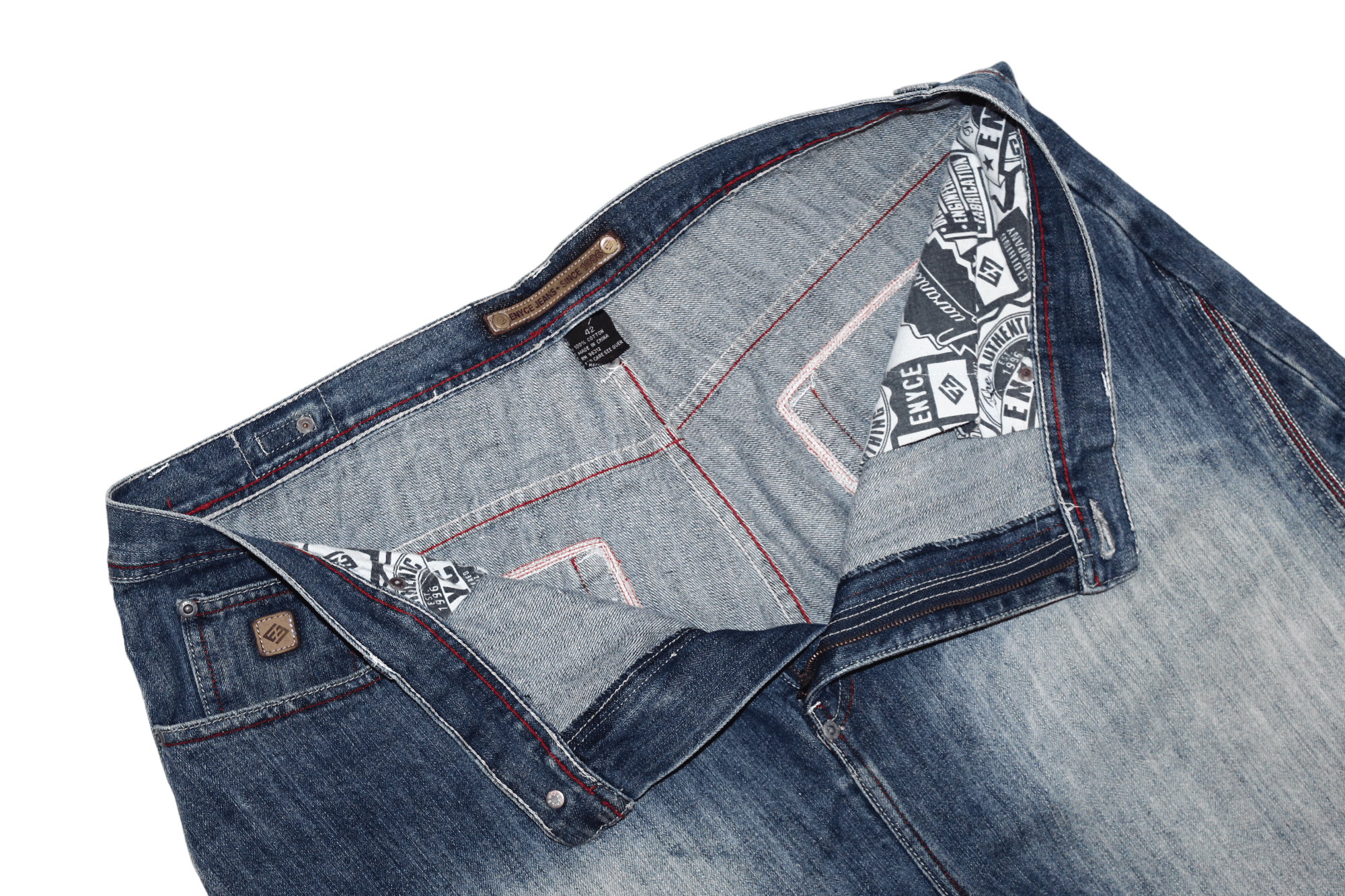 Enyce 🔥90s VTG ENYCE Faded Blue Denim Baggy Rap Jeans Size US 42 / EU 58 - 6 Thumbnail