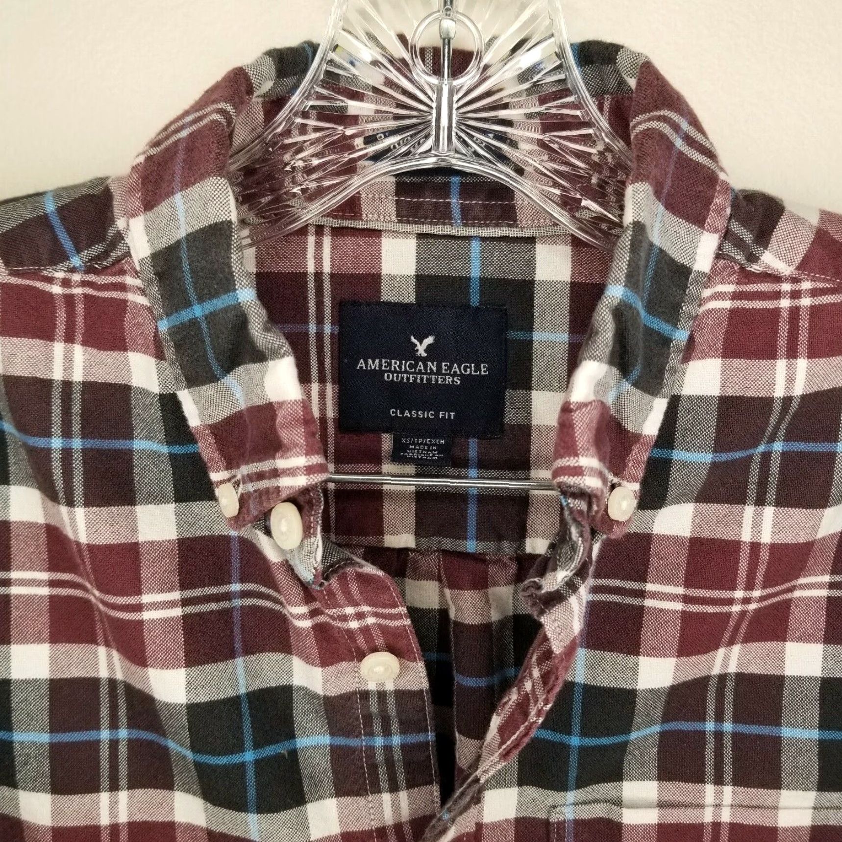 American Eagle Outfitters American Eagle Mens Classic Fit Plaid Long Sleeve Button Up Shirt XS Red Blue Size US XS / EU 42 / 0 - 3 Thumbnail