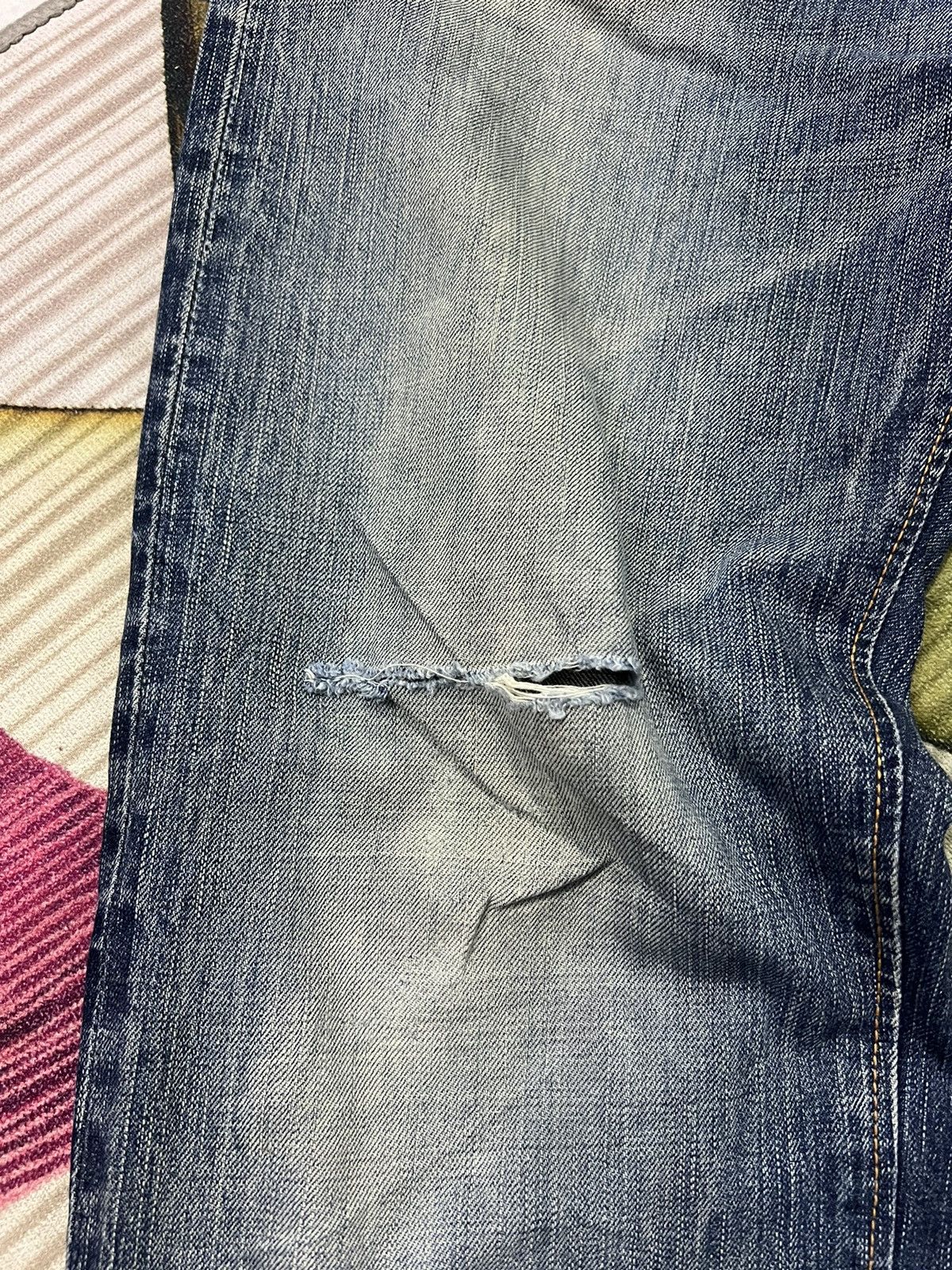 Edwin × Japanese Brand VINTAGE EDWIN 505zx SELVEDGE DISTRESSED DENIM Size US 33 - 3 Thumbnail