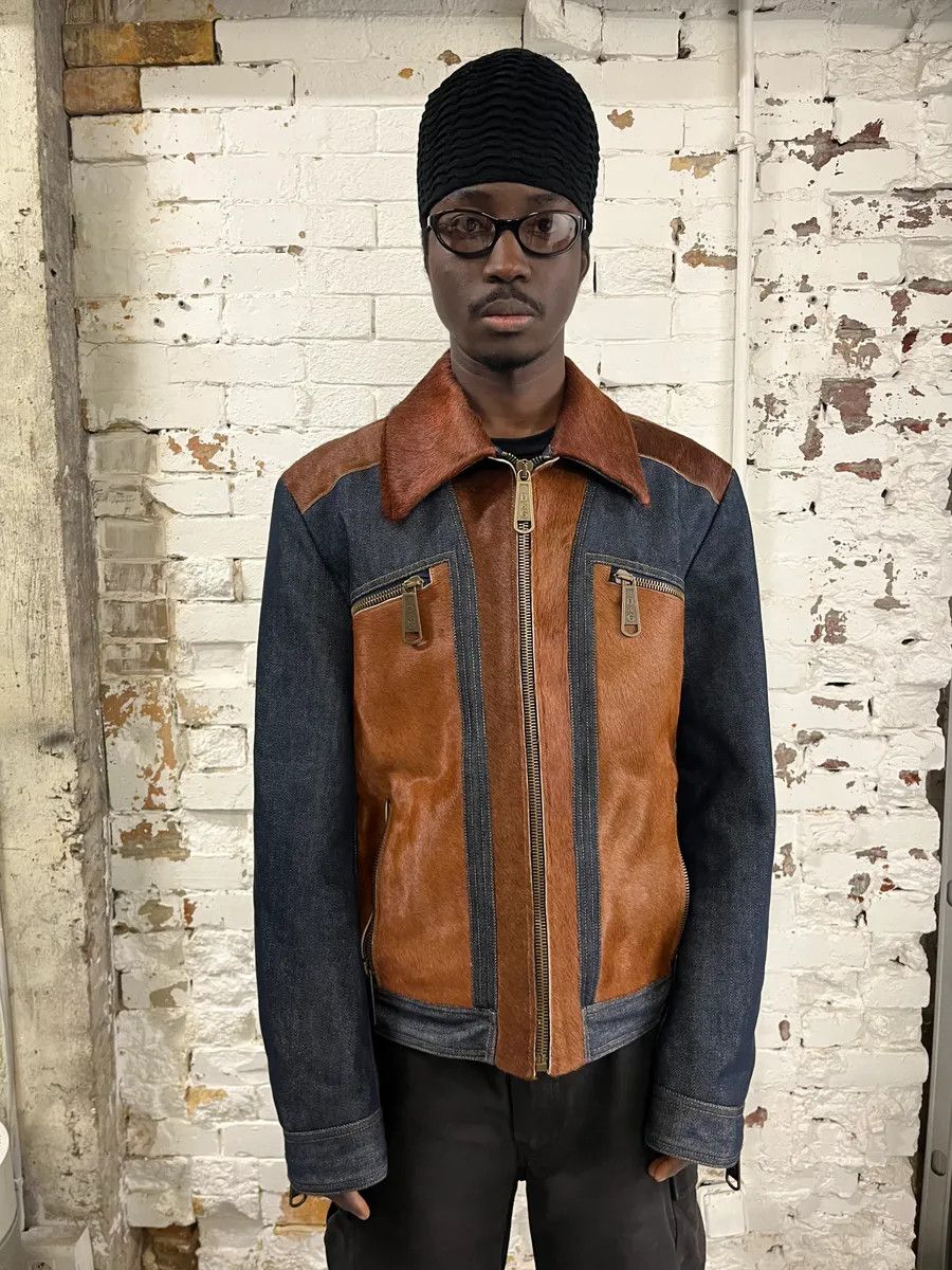 Dolce & Gabbana FW2005 Dolce & Gabbana Brown Pony Hair & Blue Denim Jacket Size US L / EU 52-54 / 3 - 2 Thumbnail