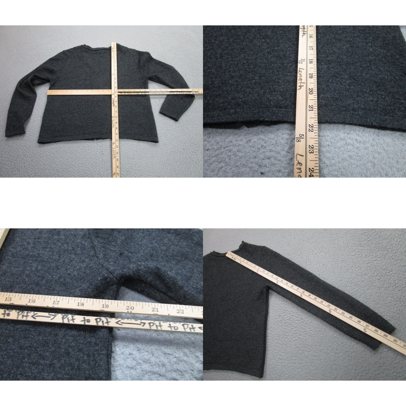 VINTAGE L.L.Bean Cardigan Sweater Womens L Gray 100% Lambswool Scotland 90s