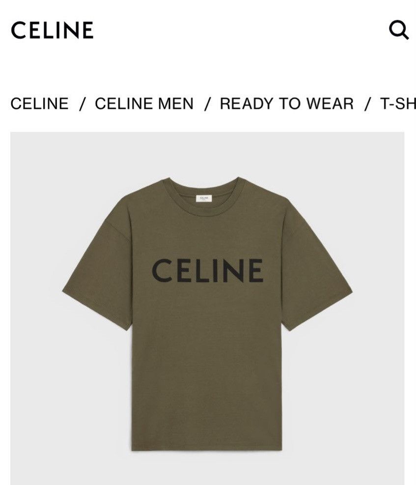Celine oversized khaki green logo t shirt M