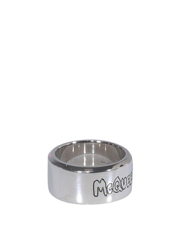 Alexander McQueen o1w1db10725 Size:17/Graffiti Ring in Silver Size ONE SIZE - 2 Thumbnail