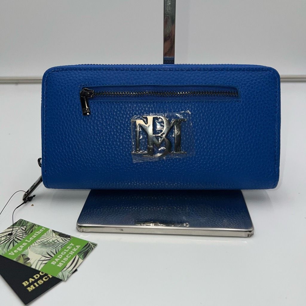 Badgley Mischka Badgly Mischka Faux Leather Long Zip around Wallet in Electric Blue Size ONE SIZE - 1 Thumbnail