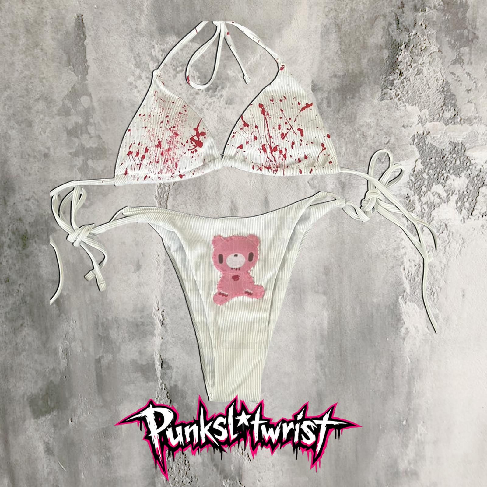 Vintage blood splatter bikini set Size ONE SIZE - 1 Preview