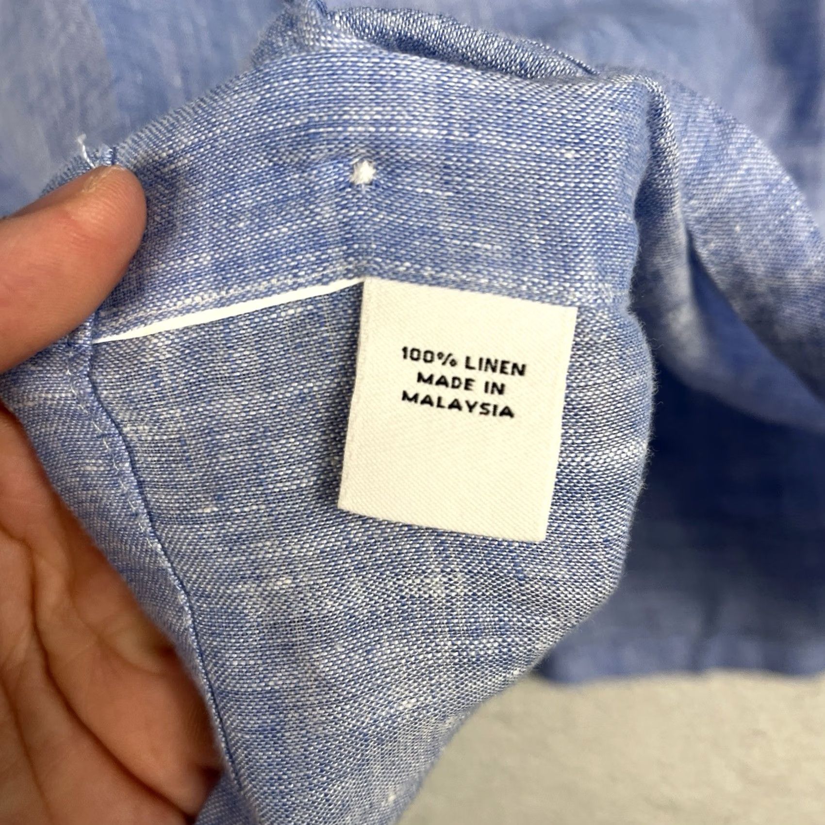 Proper Cloth Proper Cloth Button Down Shirt Mens XL Blue 100% Linen Size US XL / EU 56 / 4 - 3 Thumbnail