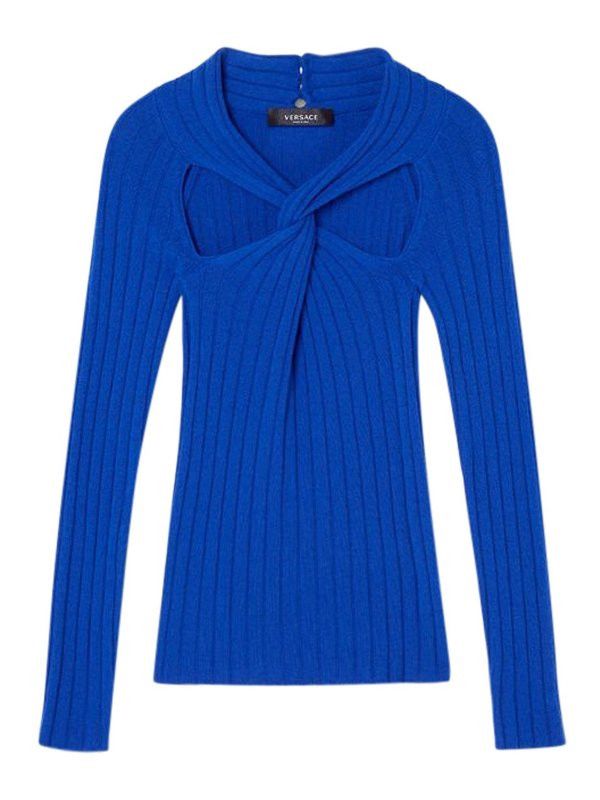 Versace o1y0226 Turtleneck Sweater in Bright Blue Size S / US 4 / IT 40 - 1 Thumbnail