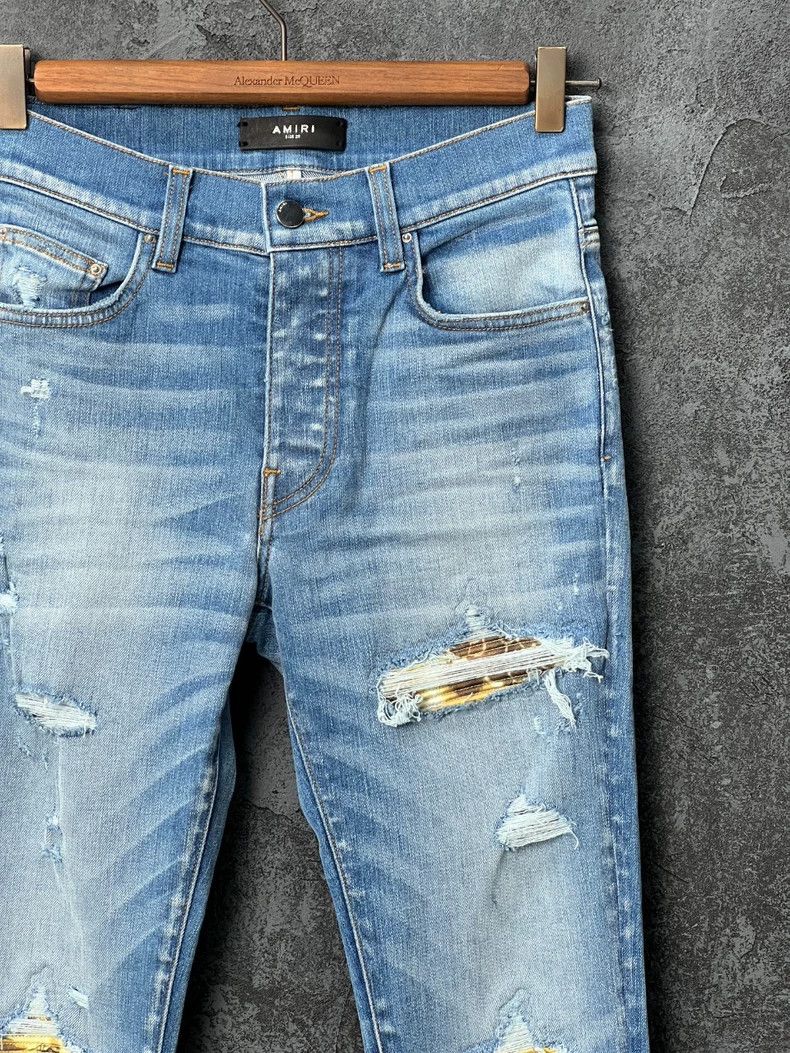 Amiri Amiri Leather label logo distressed jeans Size US 29 - 3 Thumbnail