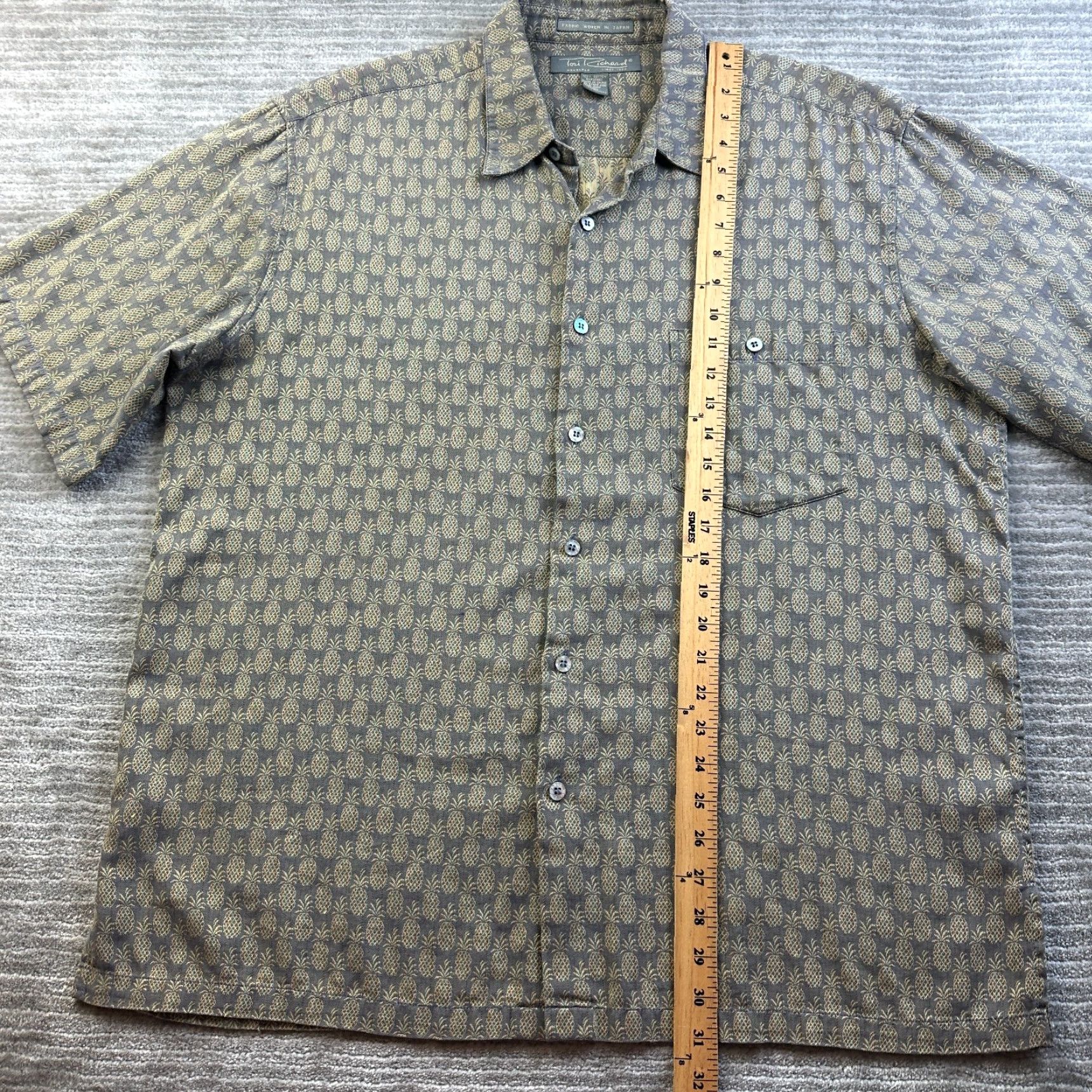 Tori Richard Tori Richard Shirt XL Mens Gray Beige Pineapple Button Up Hawaiian Size US XL / EU 56 / 4 - 8 Thumbnail