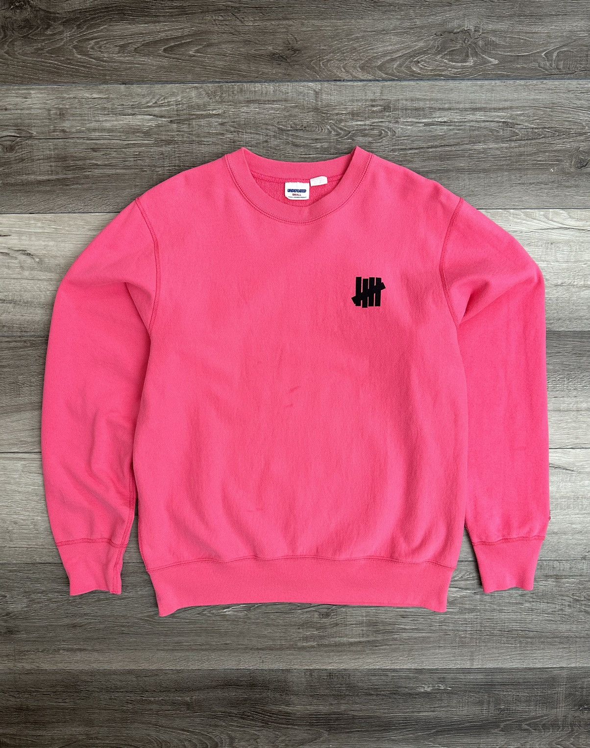 image of Undefeated Pink Three Strike Badge Logo Sweatshirt Sz. Small, Men's