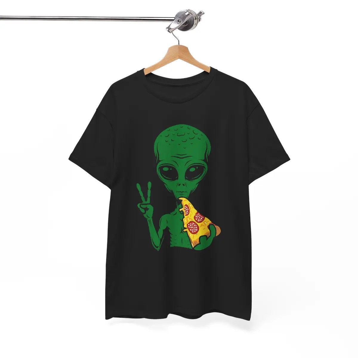 Other Alien Pizza Peace Graphic Tee – Funny Unisex T-Shirt Size US XL / EU 56 / 4 - 2 Thumbnail