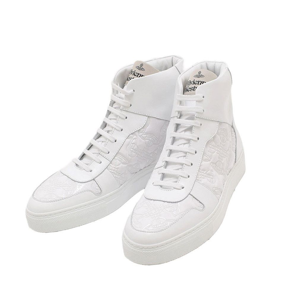 Vivienne Westwood o1y0525 Leather Hi-Top Sneakers in White Size US 8 / EU 41 - 2 Thumbnail
