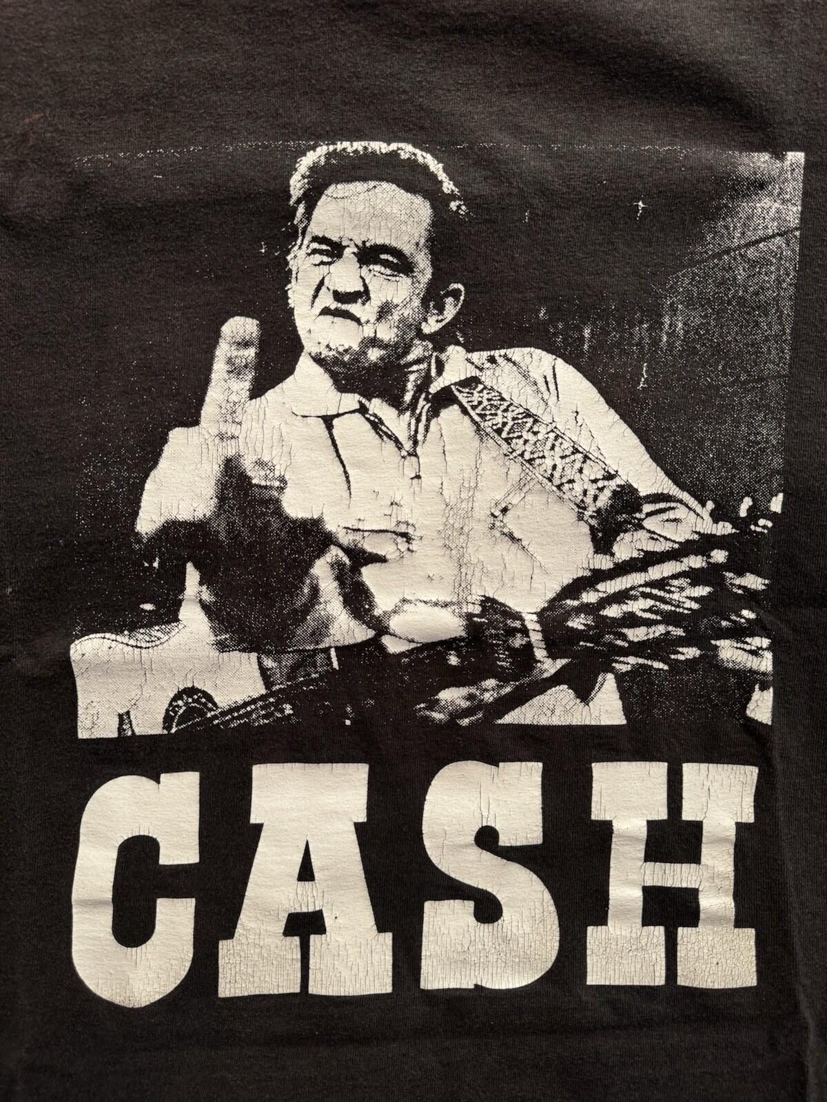 Vintage Vintage 90s Rare Original Johnny Cash Middle Finger Shirt M Size US M / EU 48-50 / 2 - 2 Thumbnail