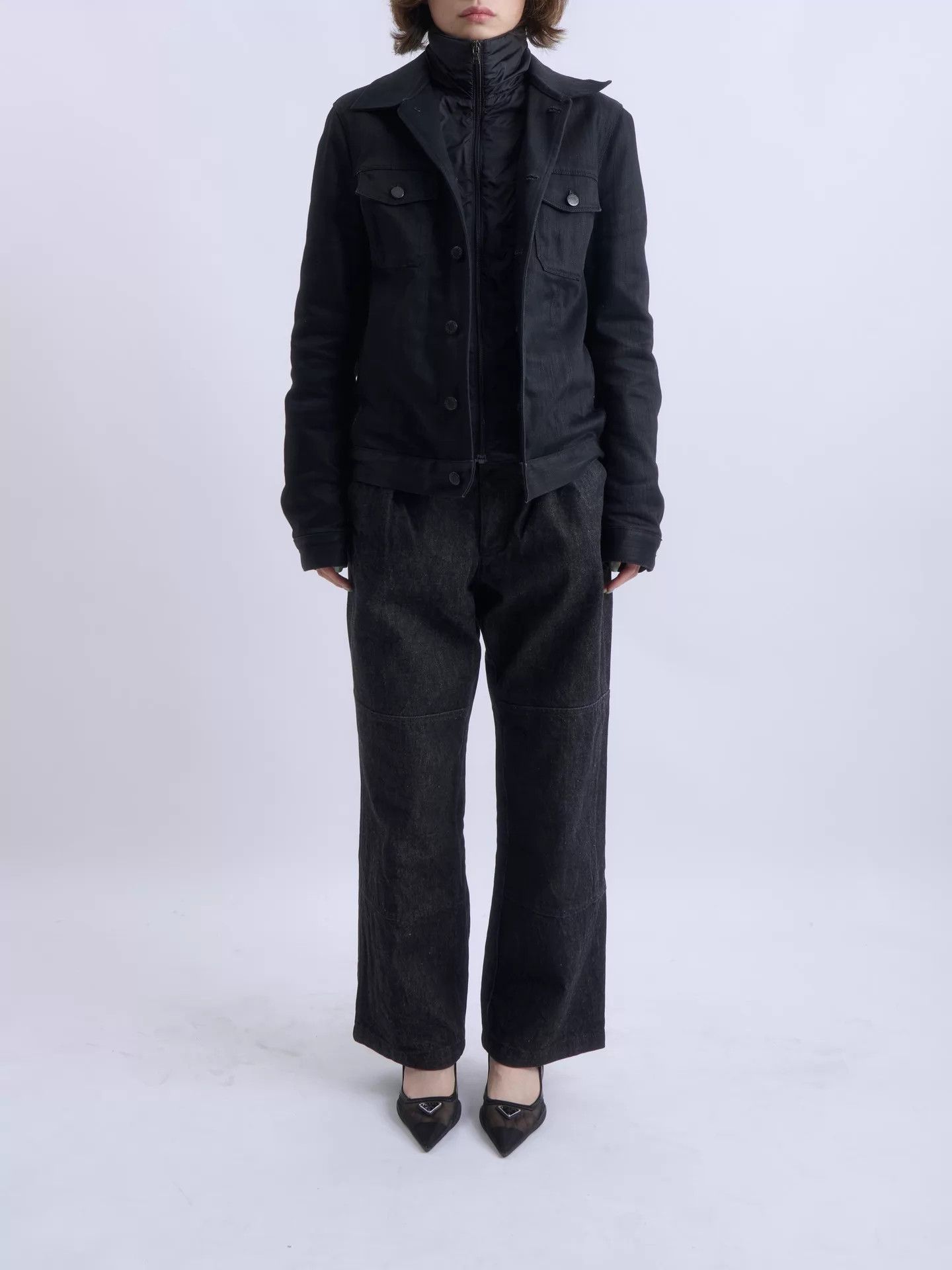 Prada PRADA 2008AW Black Denim Nylon Lined Jacket Size US S / EU 44-46 / 1 - 6 Thumbnail
