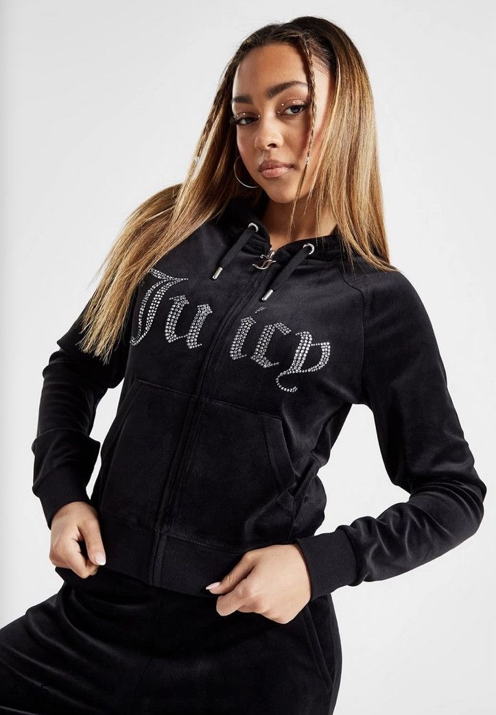 Juicy Couture Juicy Couture Diamante Logo Full Zip Velour Hoodie Size S / US 4 / IT 40 - 13 Thumbnail