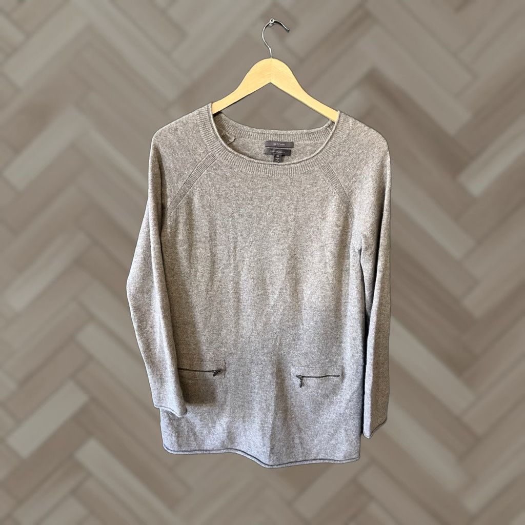 Vintage Saffron Sweater Women's Size M Cashmere Brown Pullover Zip Pockets Crew Neck Long Sleeve Size M / US 6-8 / IT 42-44 - 1 Thumbnail