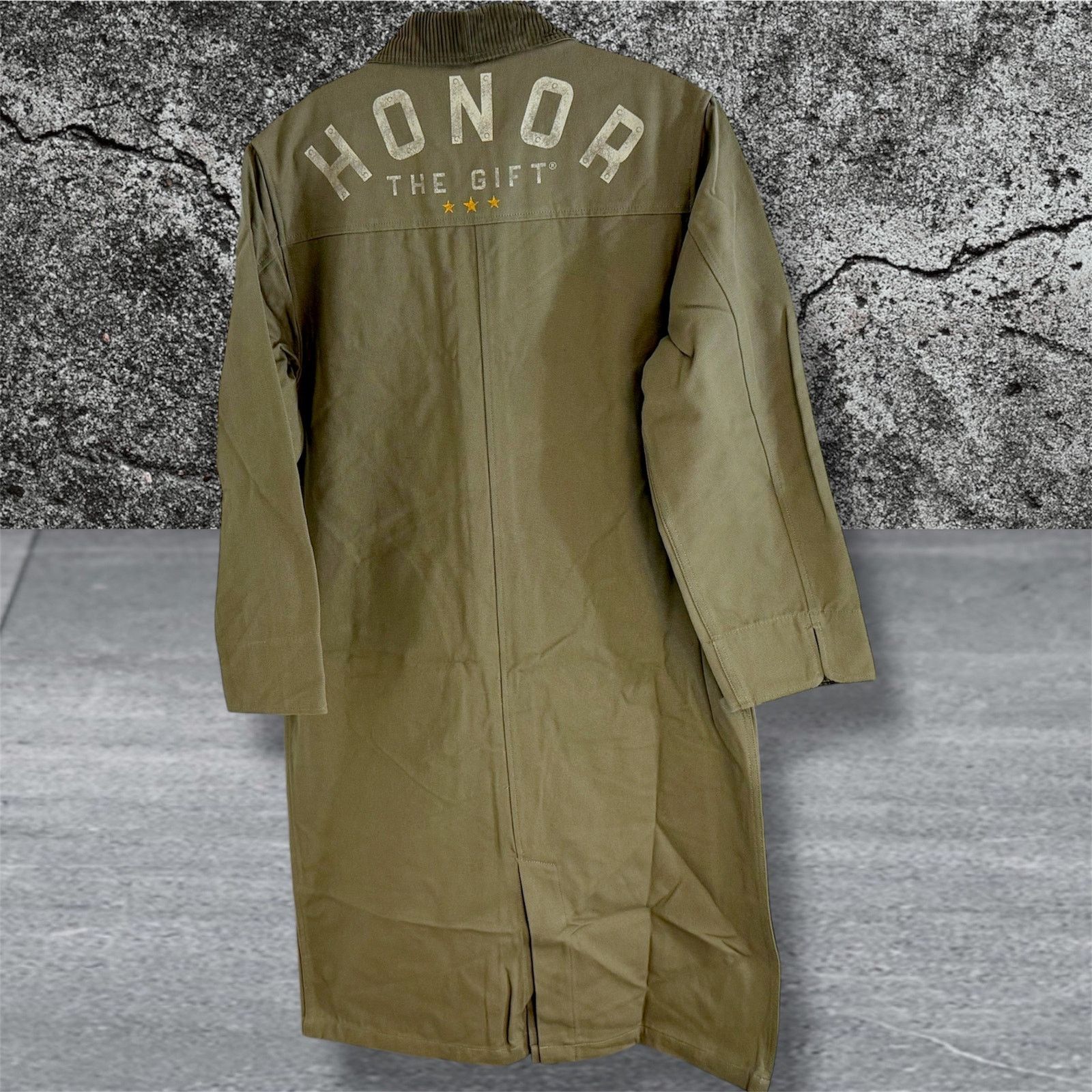 Honor the Gift •NEW• HONOR THE GIFT HEAVY JACKET Canvas Trench in Olive • M Size M / US 6-8 / IT 42-44 - 2 Thumbnail
