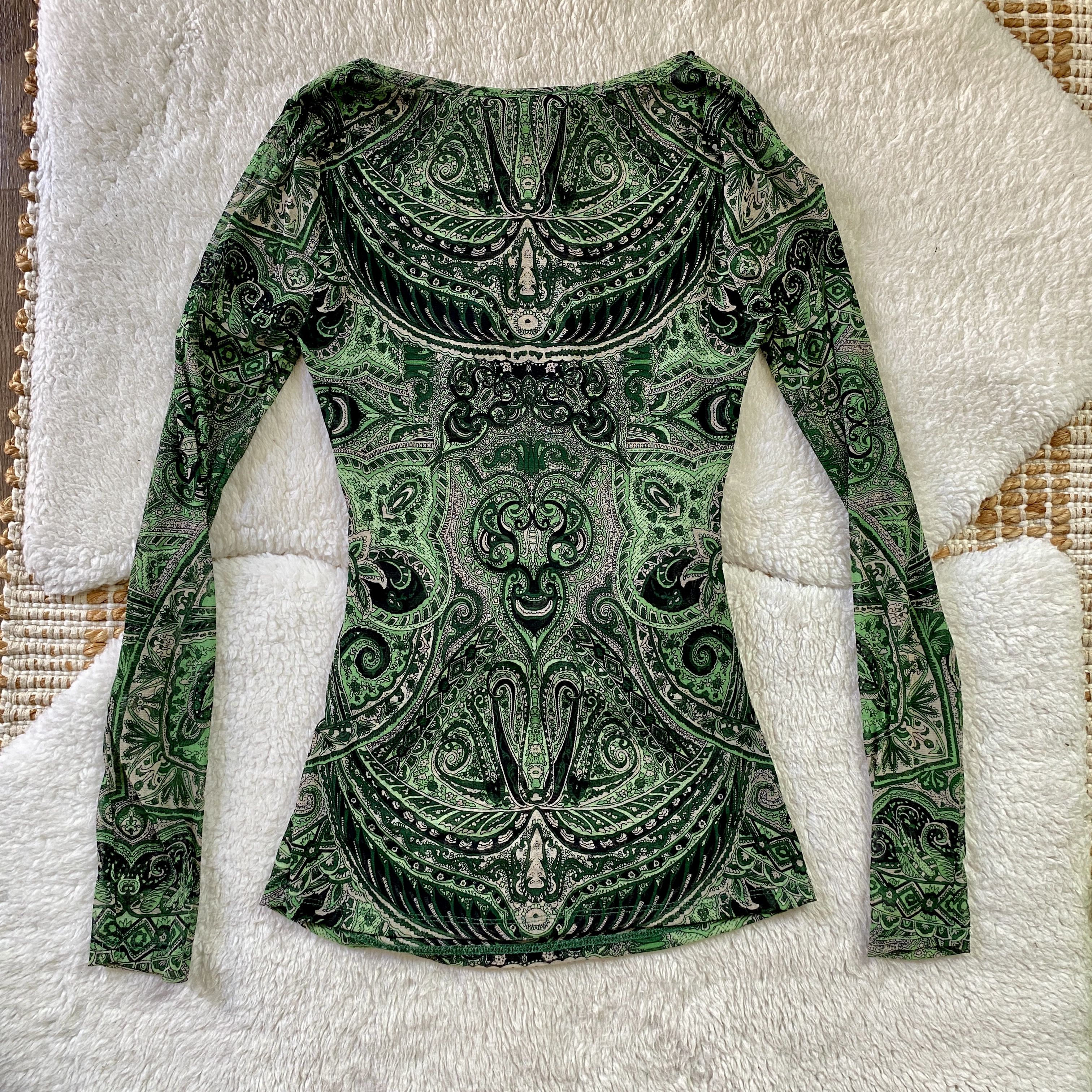 I.N.C INC International Concepts Sheer Green Paisley Beaded Top Size M / US 6-8 / IT 42-44 - 9 Thumbnail