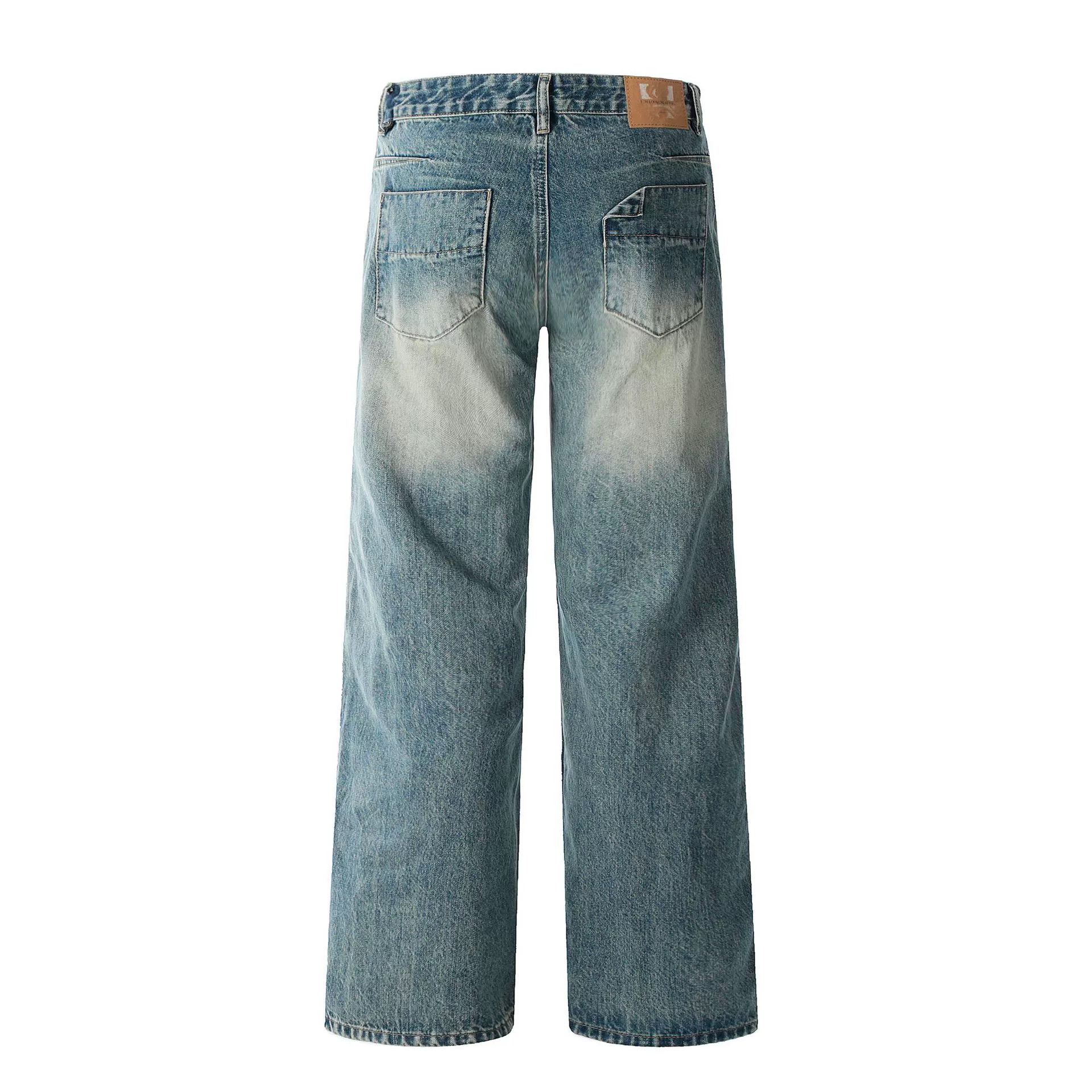 Vintage Street retro patchwork straight loose men's washed jeans Size US 32 / EU 48 - 3 Thumbnail