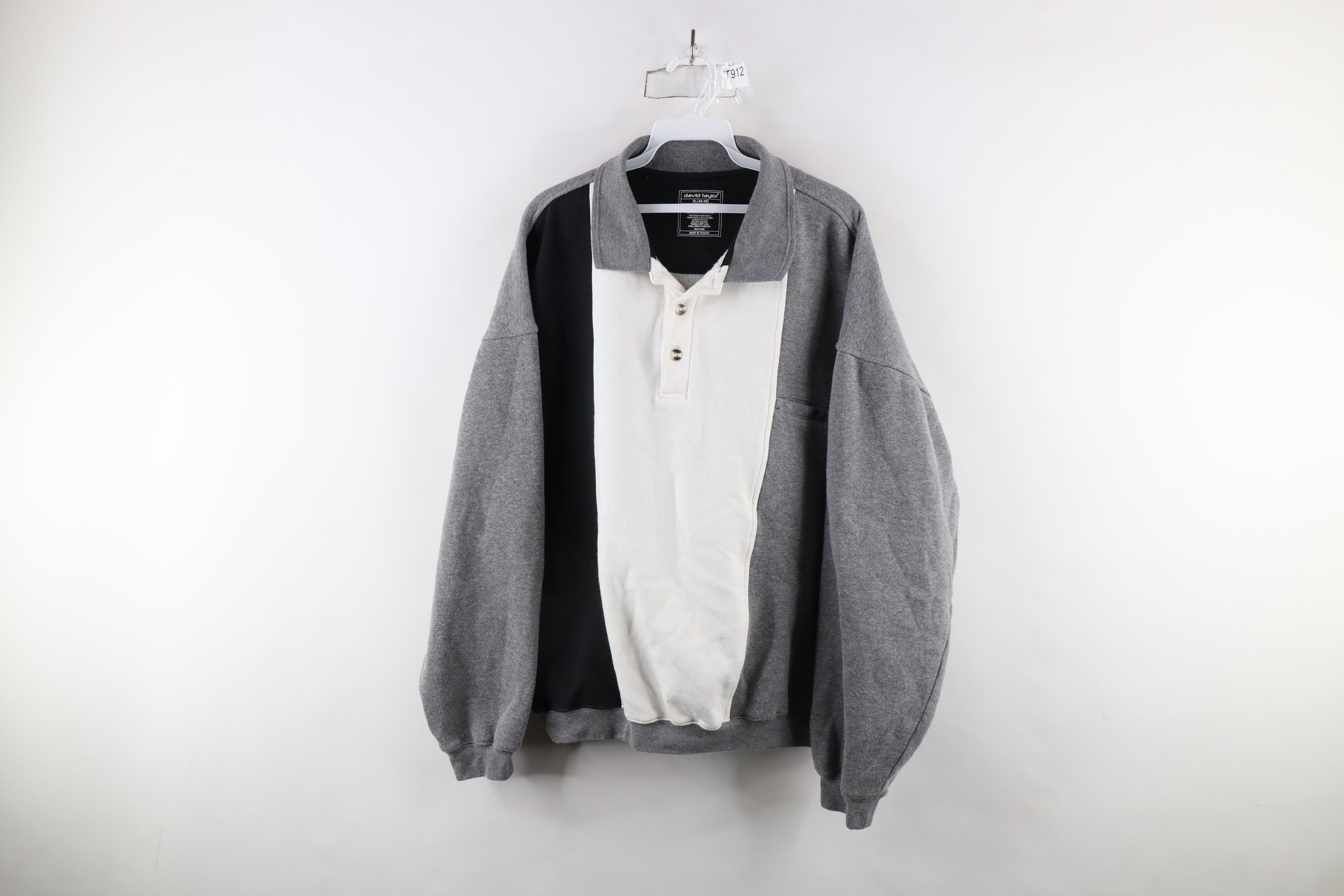 Vintage Vintage 90s Streetwear Block Collared Pullover Sweatshirt Size US XL / EU 56 / 4 - 1 Thumbnail