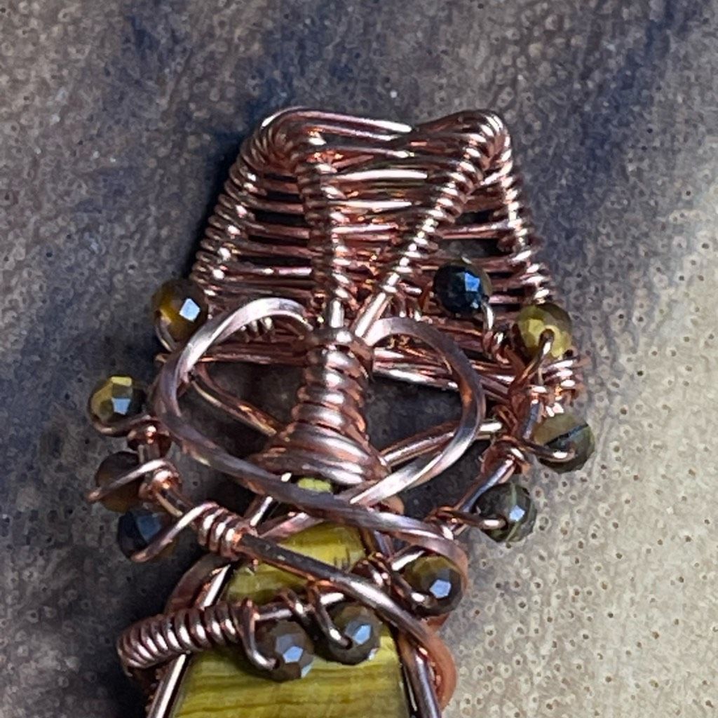 Handmade Wire wrapped tiger eye pendant handmade artisan faceted tigereye copper Size ONE SIZE - 6 Thumbnail