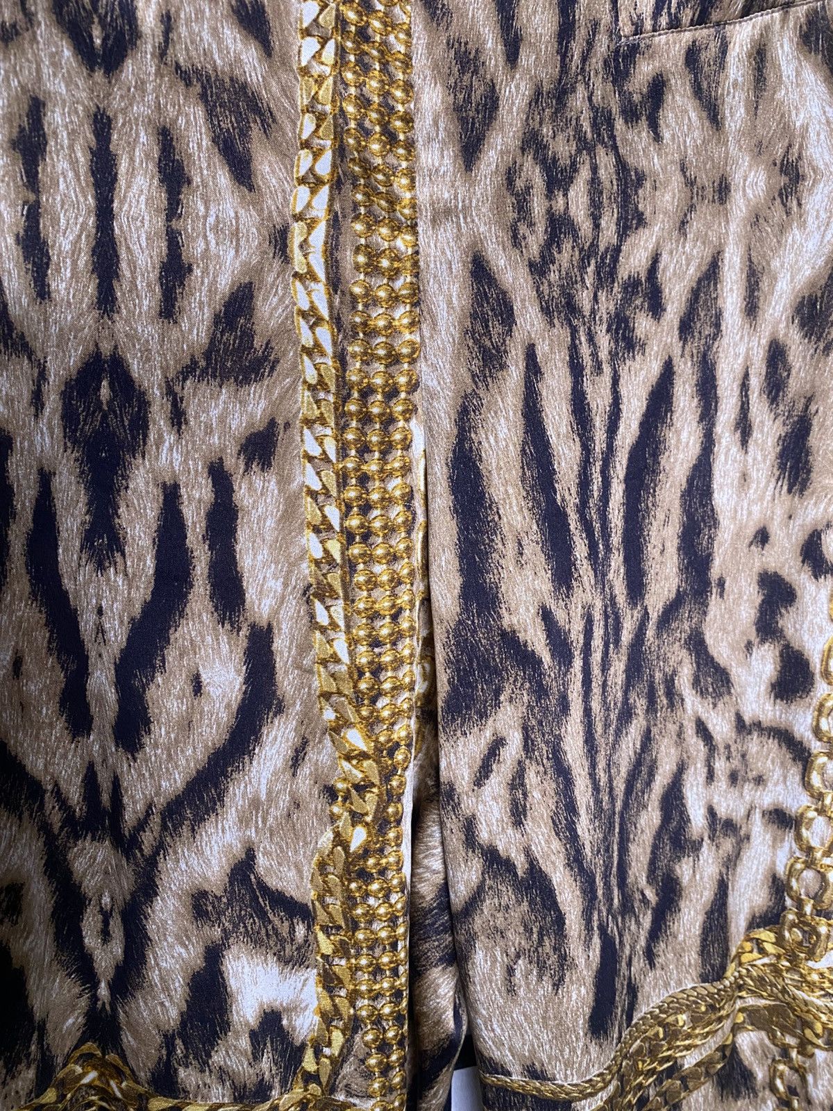 Roberto Cavalli Roberto Cavalli Leopard & Gold Chains Silk Pants Size 25" / US 0 / IT 36 - 11 Thumbnail