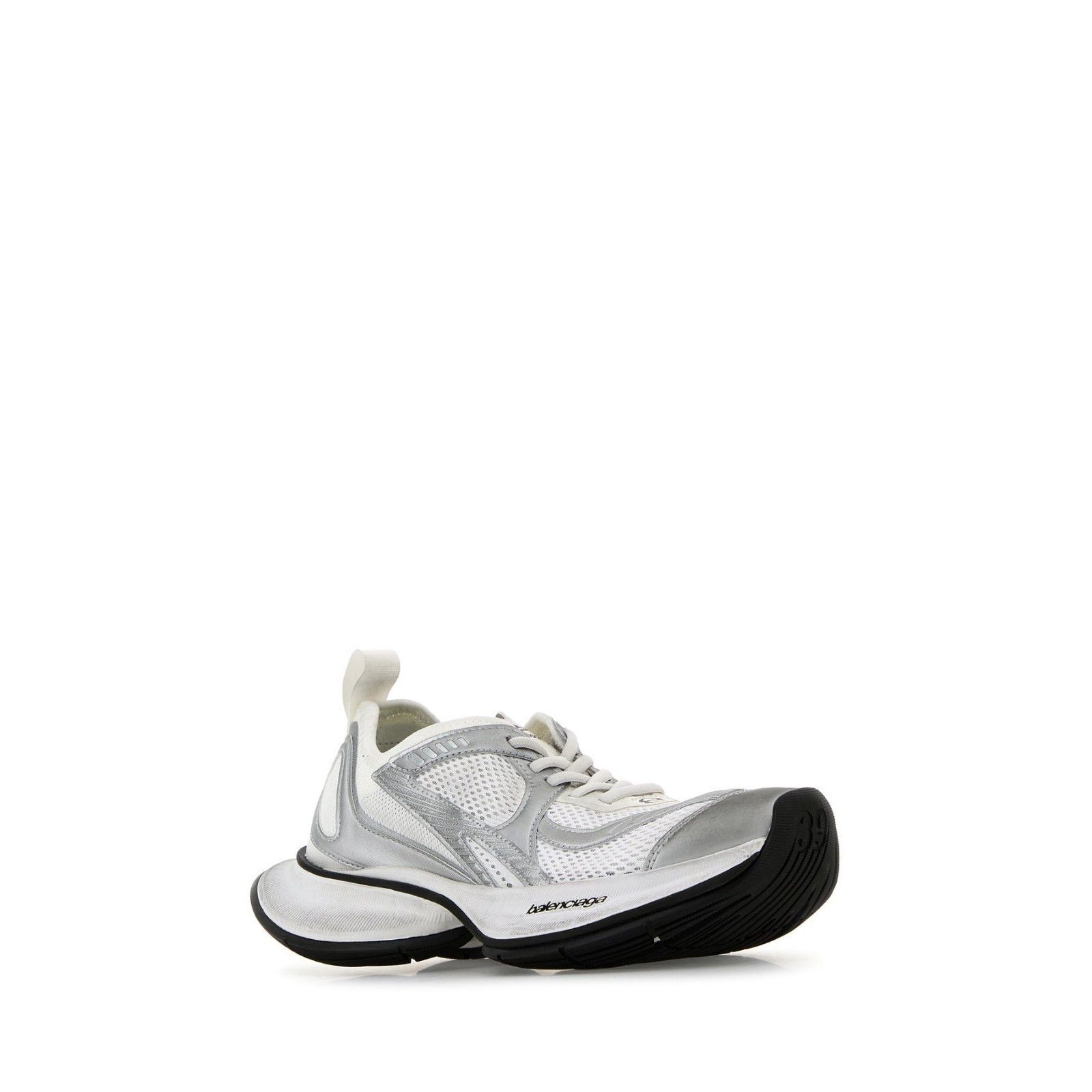 BALENCIAGA Circuit Two-Tone Silver Mesh Low Top Sneakers New
