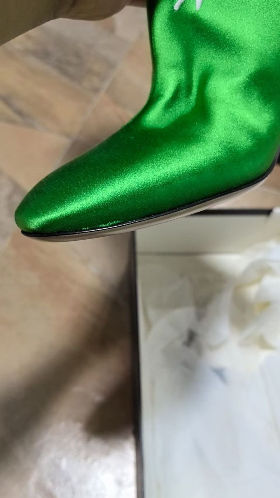 Gucci Runway Lime Green Dragon Boots With Sparkly Bows Size US 7.5 / IT 37.5 - 6 Thumbnail