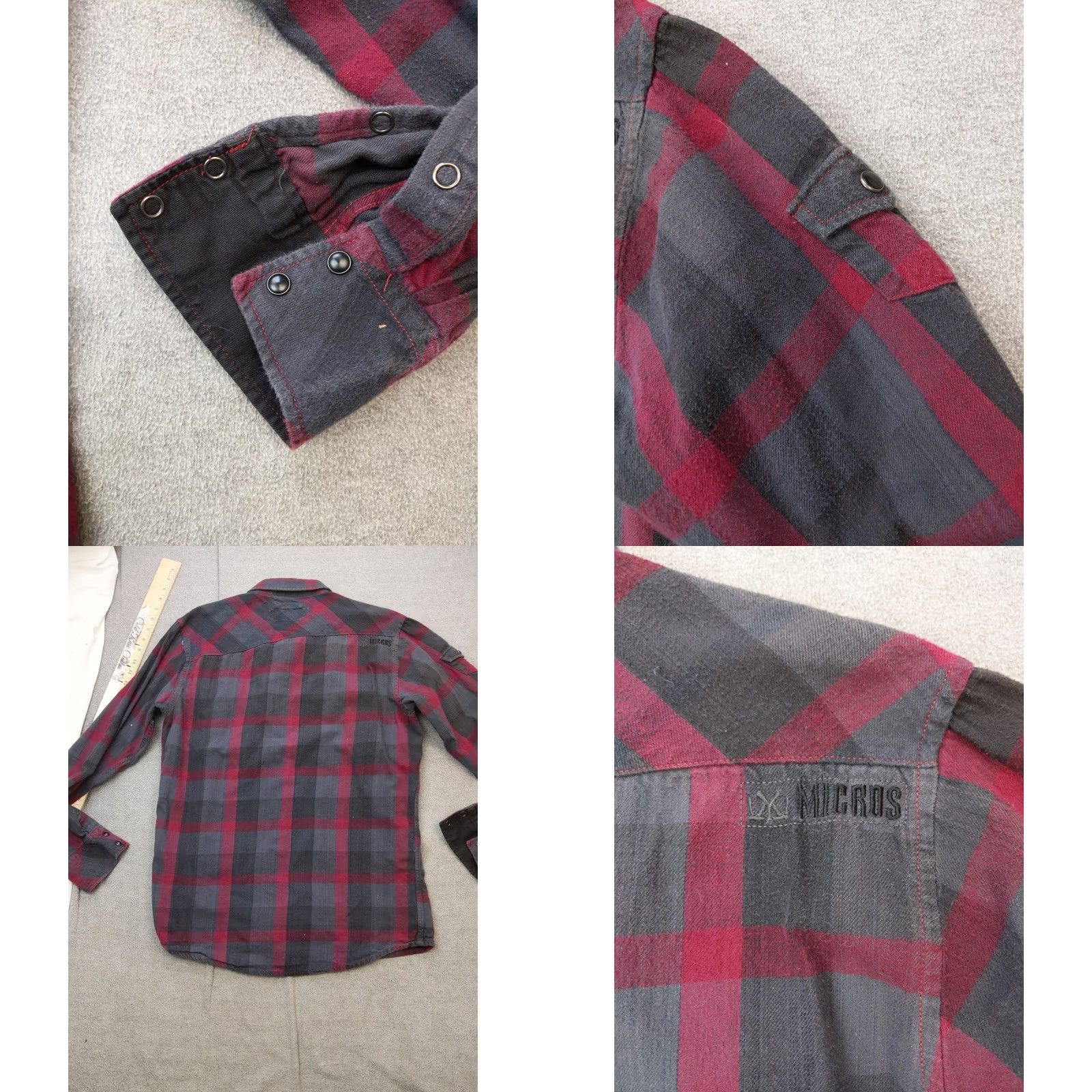 Vintage VINTAGE Micros Shirt Mens Large Red Plaid Flannel Snap Button Pocket Long Sleeve Size US L / EU 52-54 / 3 - 8 Thumbnail