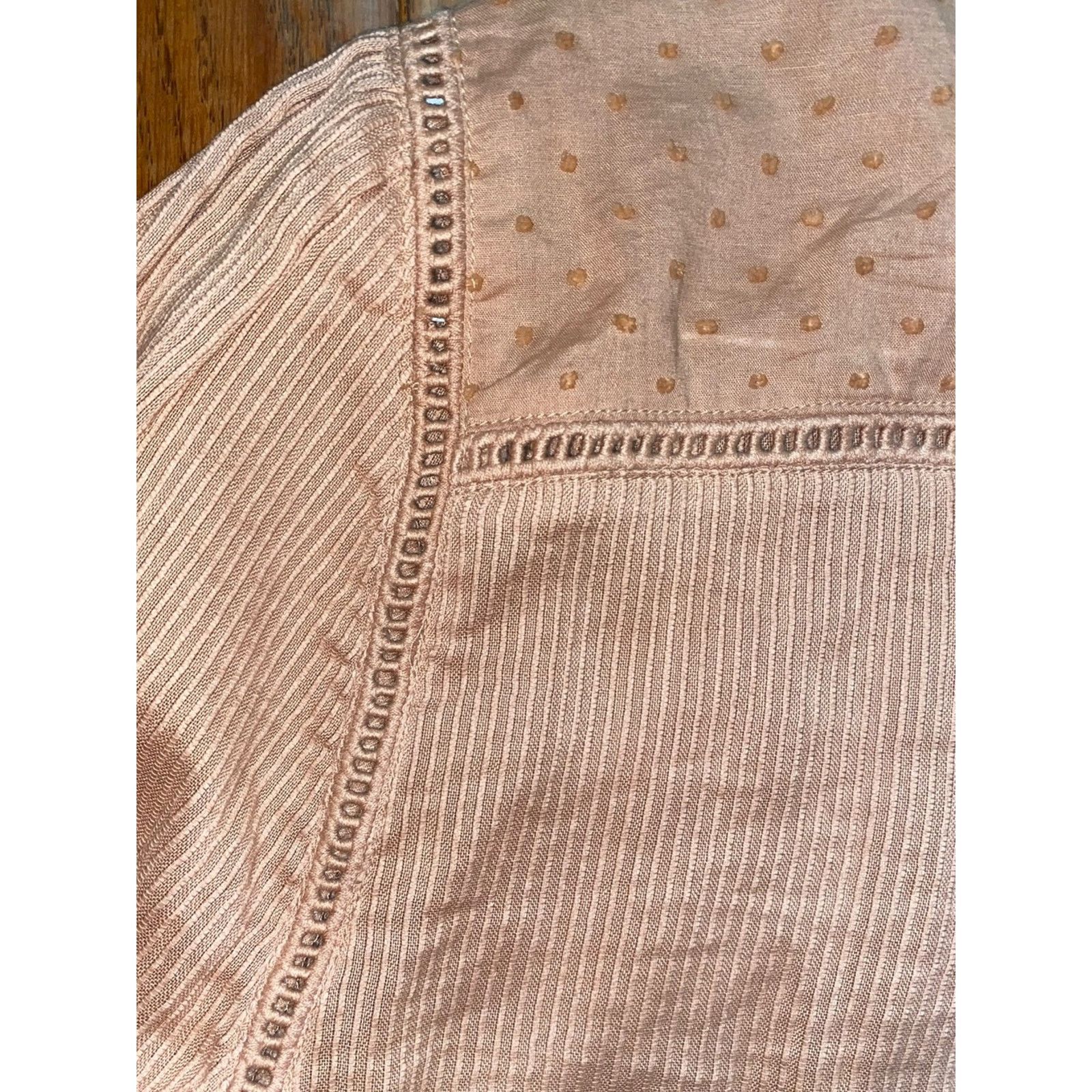Quince Quince $158 Organic Textured Cotton Peasant Blouse Large EUC Size L / US 10 / IT 46 - 15 Thumbnail