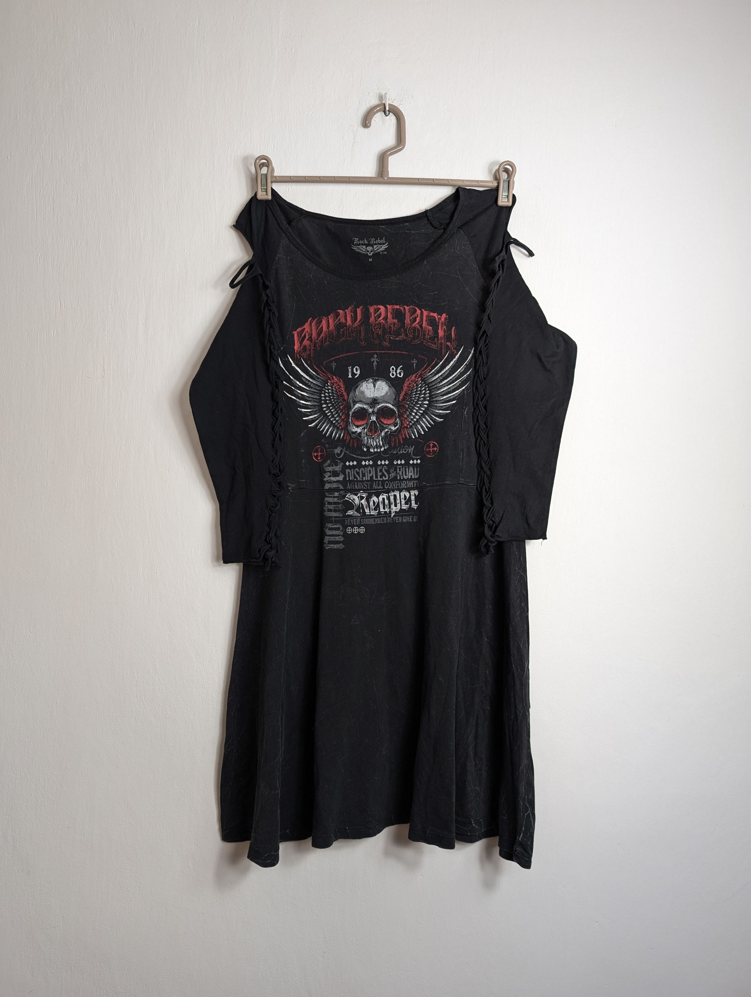 Vintage Goth Opium Rock Rebel EMP Skull T-Shirt Dress Size M / US 6-8 / IT 42-44 - 1 Thumbnail