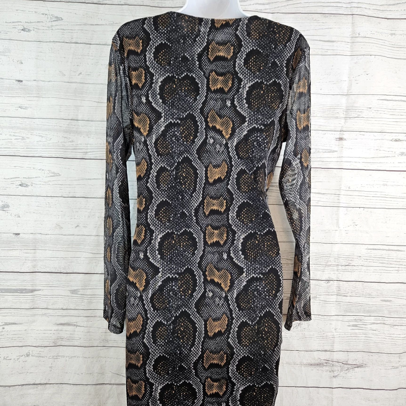 Allsaints AllSaints Norma Snakeskin Print Dress Sz 10 Black Long Sleeve Womens Midi Sheath Vintage No 10 11 Size L / US 10 / IT 46 - 5 Thumbnail