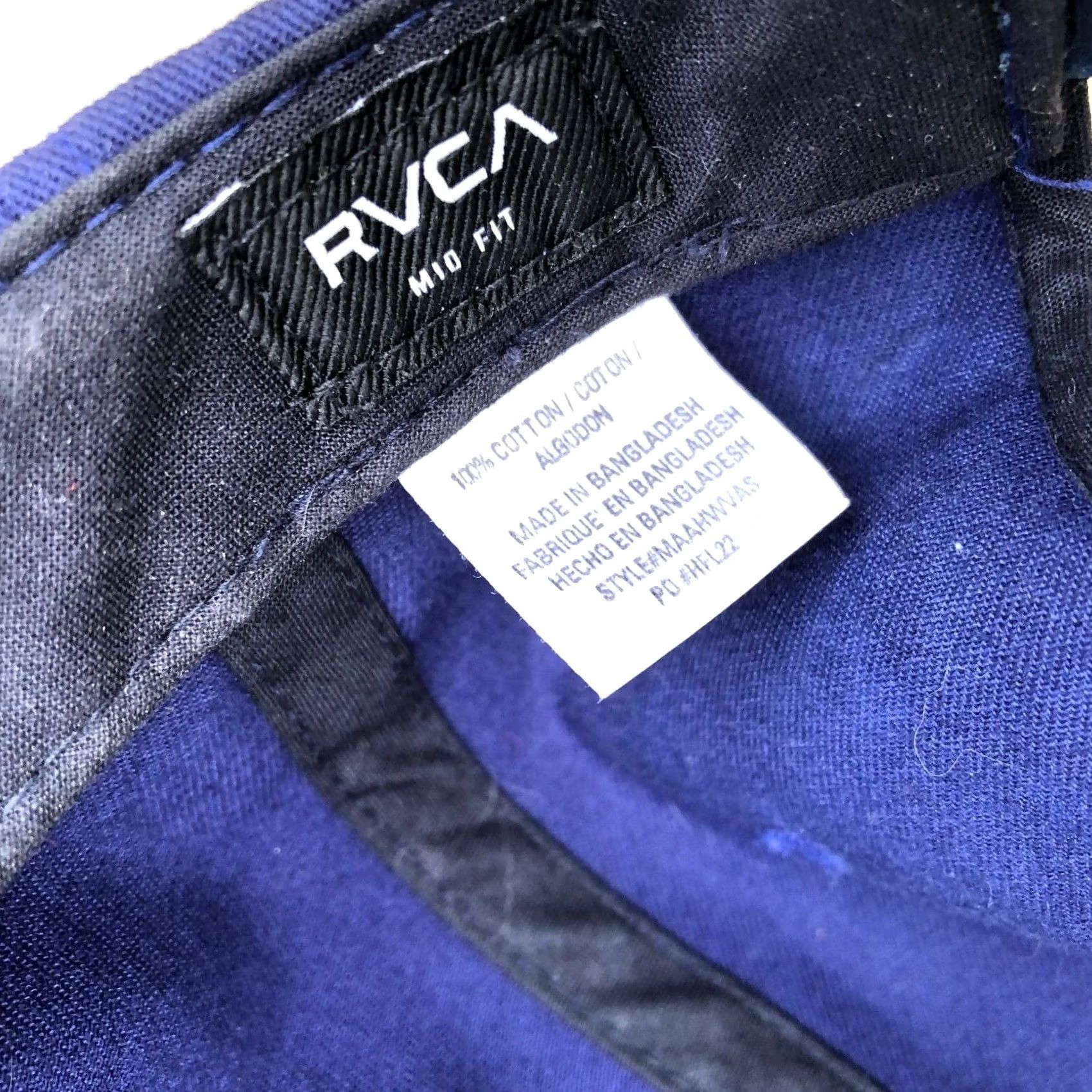 RVCA RVCA Mid Fit Snapback Hat Men's Blue Adjustable Cap Embroidered Logo Cotton Size ONE SIZE - 5 Thumbnail