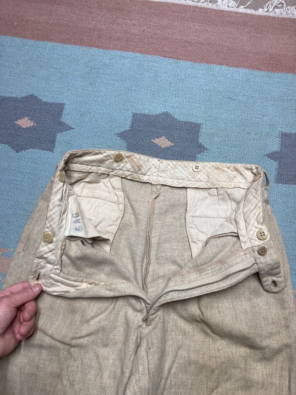 Vintage Vtg 40s 50s wool slacks pleated pants cinch rockabilly 28x29 Size US 28 / EU 44 - 9 Thumbnail