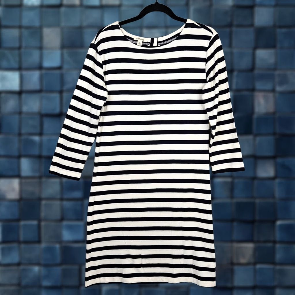 Vintage Goodthreads Women’s Blue White Stripes T-Shirt Dress 3/4 Sleeve Size S NEW Size S / US 4 / IT 40 - 1 Thumbnail