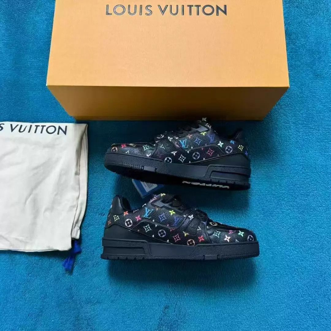 Louis Vuitton Murakami x LV Rainbow Logo Allover Low Trainer Black Size US 8 / IT 38 - 2 Thumbnail