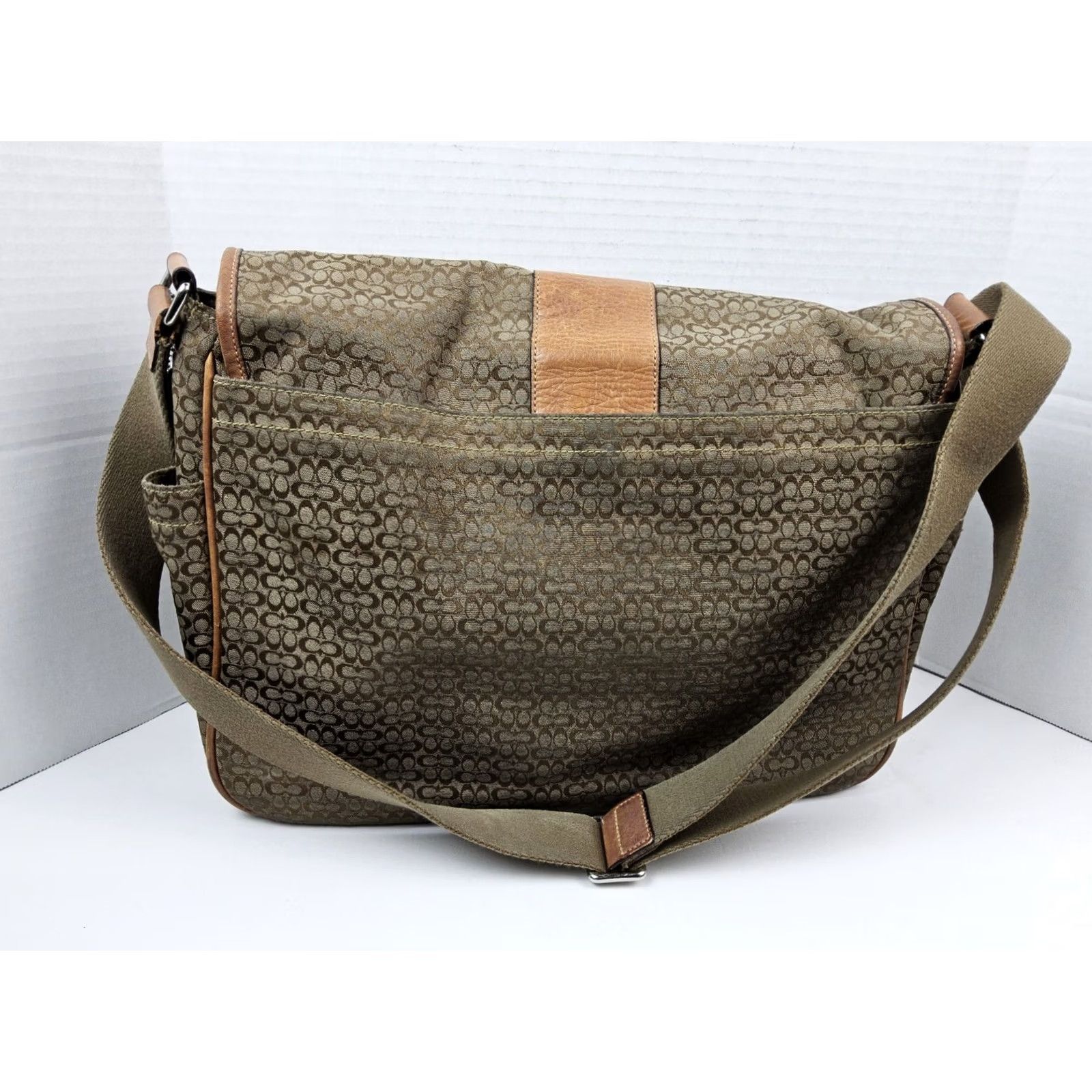 Coach Coach Signature Hudson Commuter Messenger Bag Large Brown Canvas Leather-Look Travel Case Size ONE SIZE - 2 Thumbnail