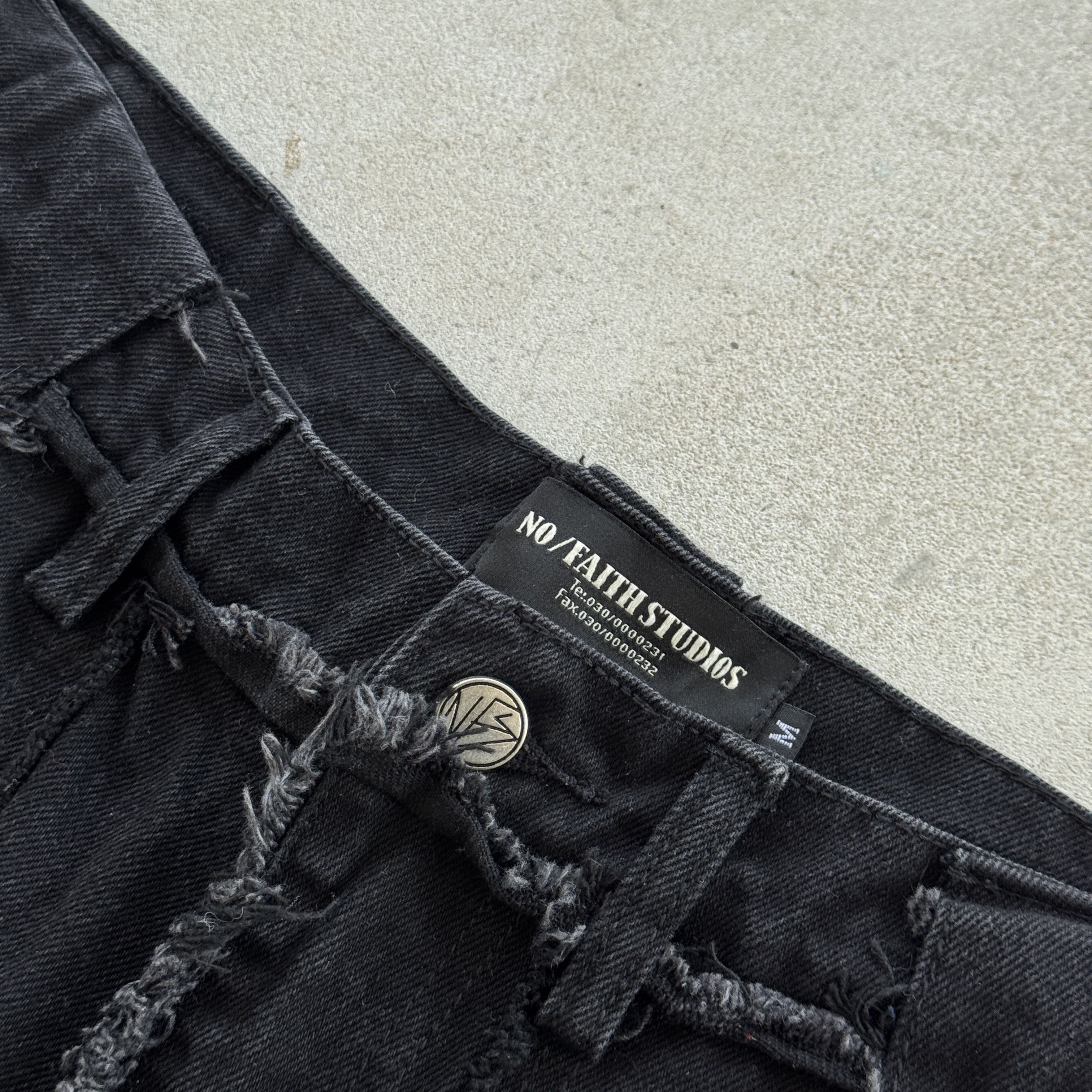 No Faith Studios No Faith Studios Black Frayed Patchwork Flared Jeans M Size 32" / US 10 / IT 46 - 5 Thumbnail