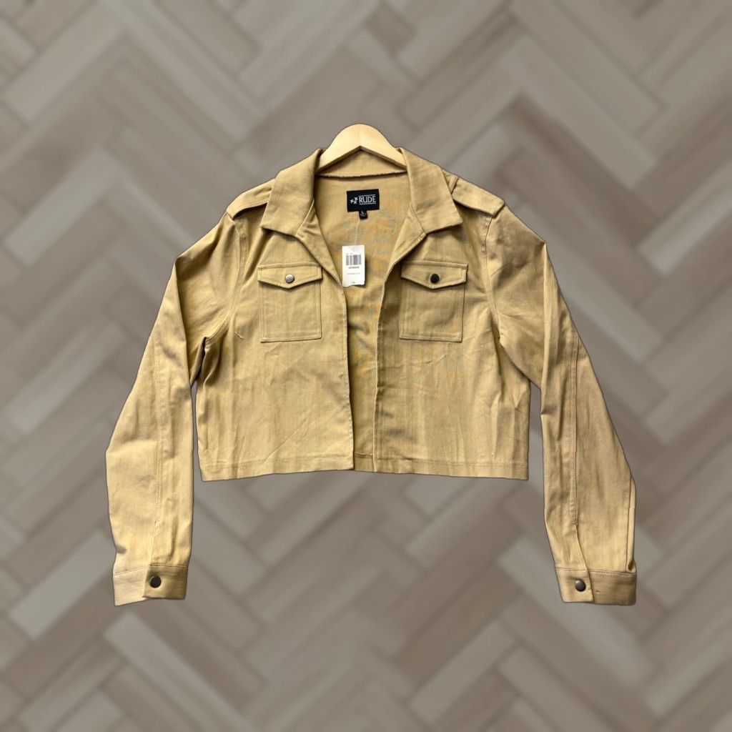 Vintage VINTAGE XXX Rude Jacket Womens Large Gold Cropped Denim Trucker NWT /0325 Size L / US 10 / IT 46 - 1 Thumbnail