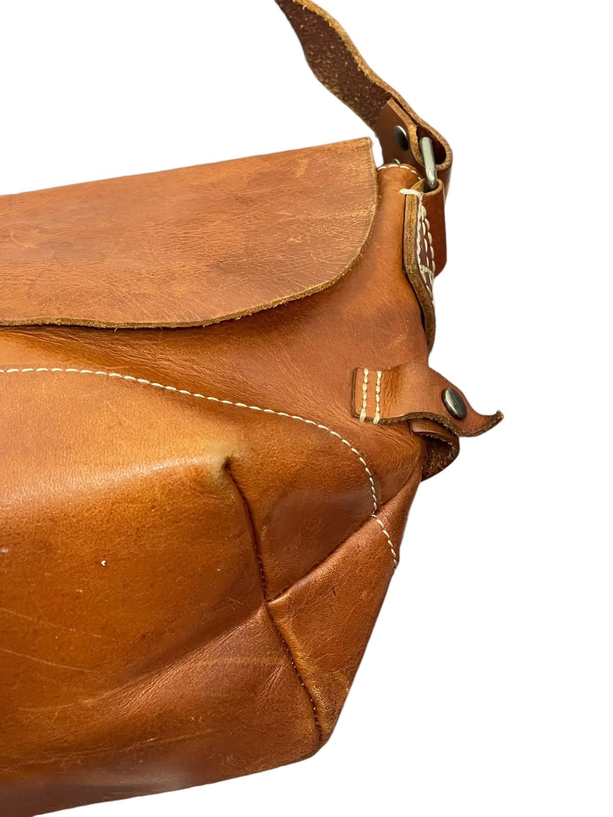 Japanese Brand Full Leather Patina Beach Sound Cross Body Bag 4🟩 Size ONE SIZE - 8 Thumbnail
